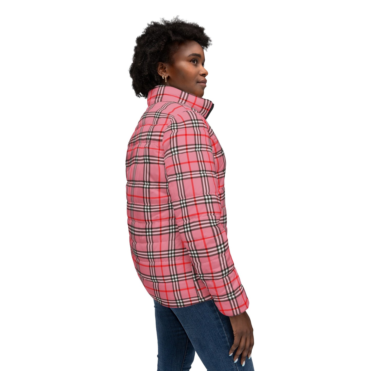 Pink Plaid Quilted Coat