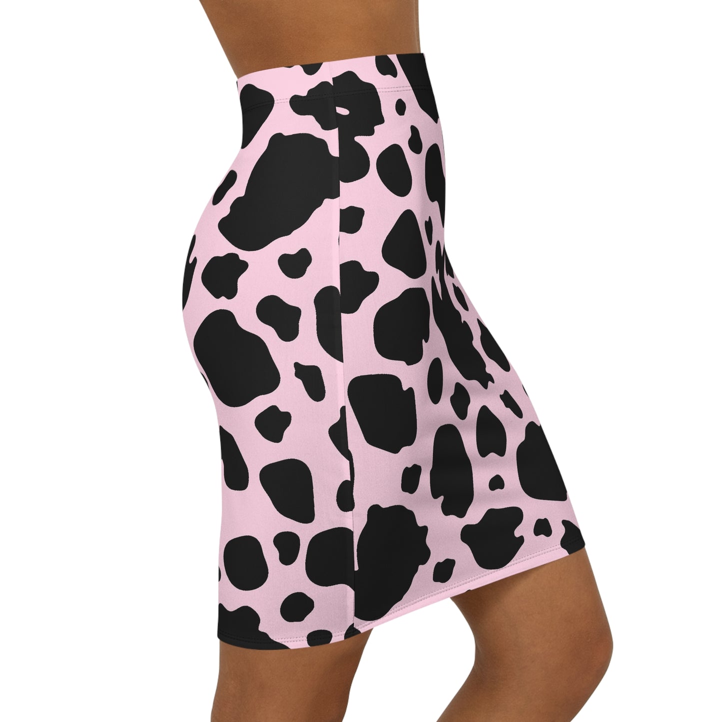 Black and Light Pink Cow Print Mini Skirt