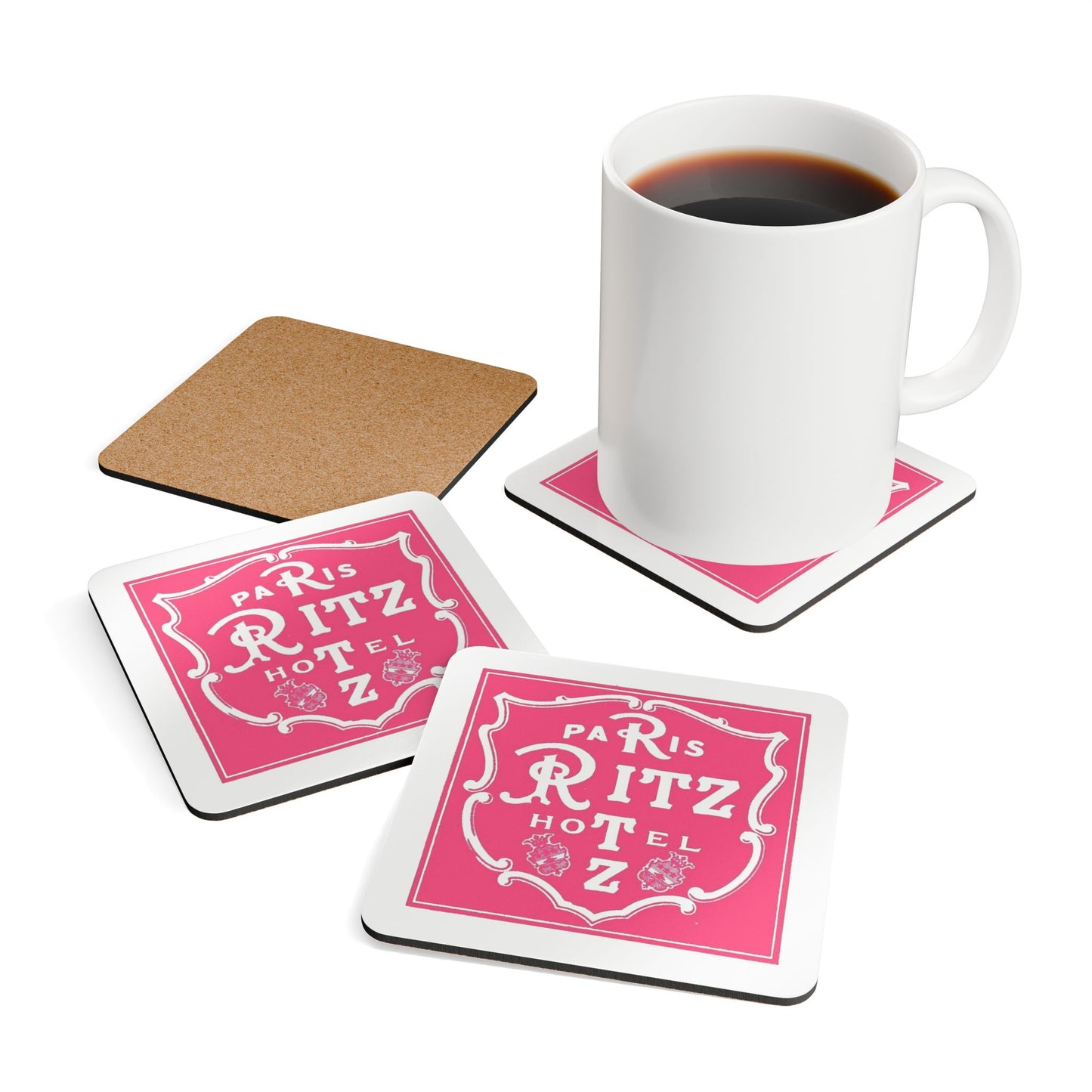 Paris Hotel Pink Corkwood Coaster Set