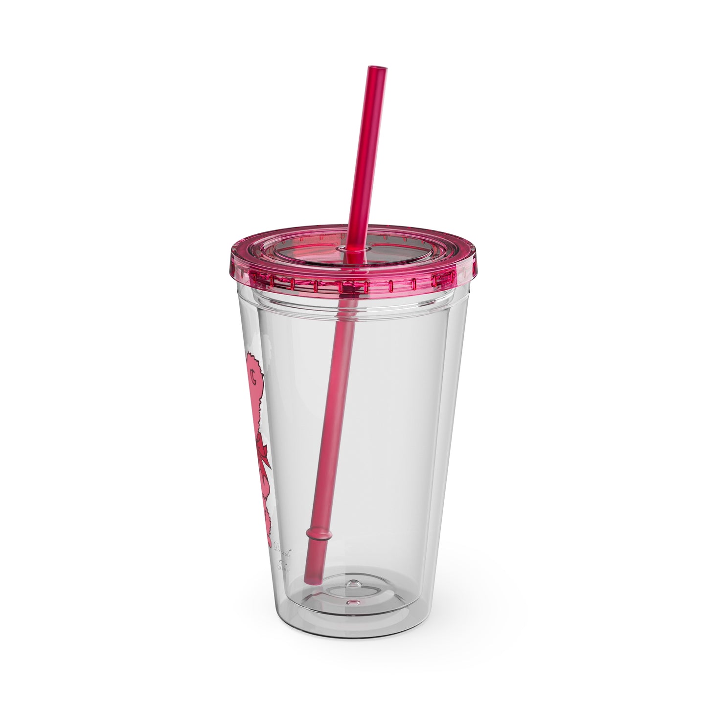 Pink Bear Tumbler with Straw, 16oz