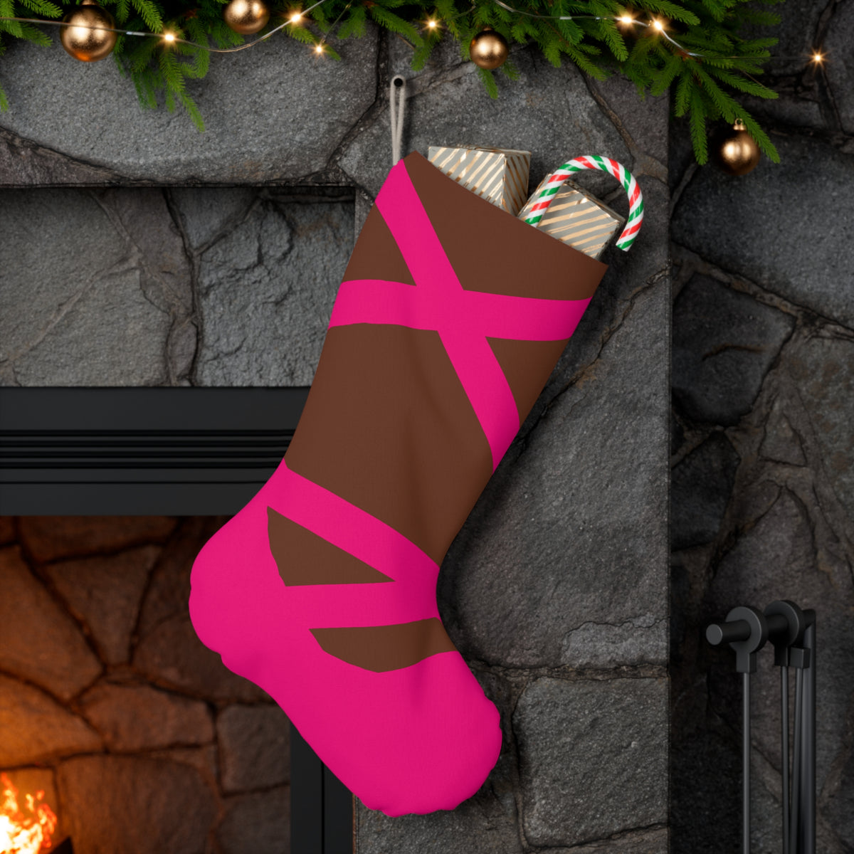 Pink Ballet Slipper African American Christmas Stocking