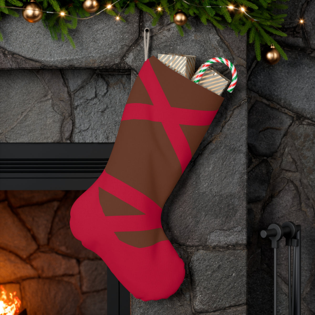 Red Ballet Slipper African American Christmas Stocking