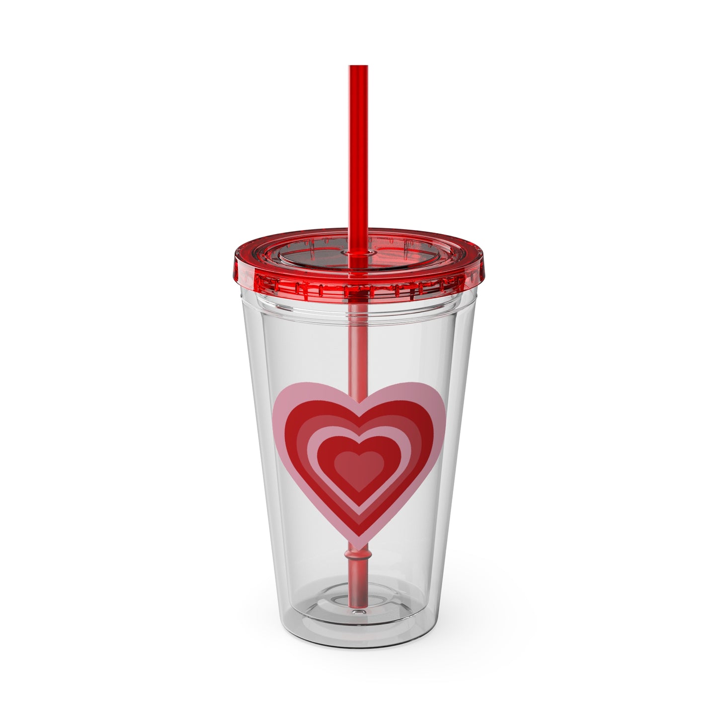 Red Y2K Heart Tumbler with Straw, 16oz