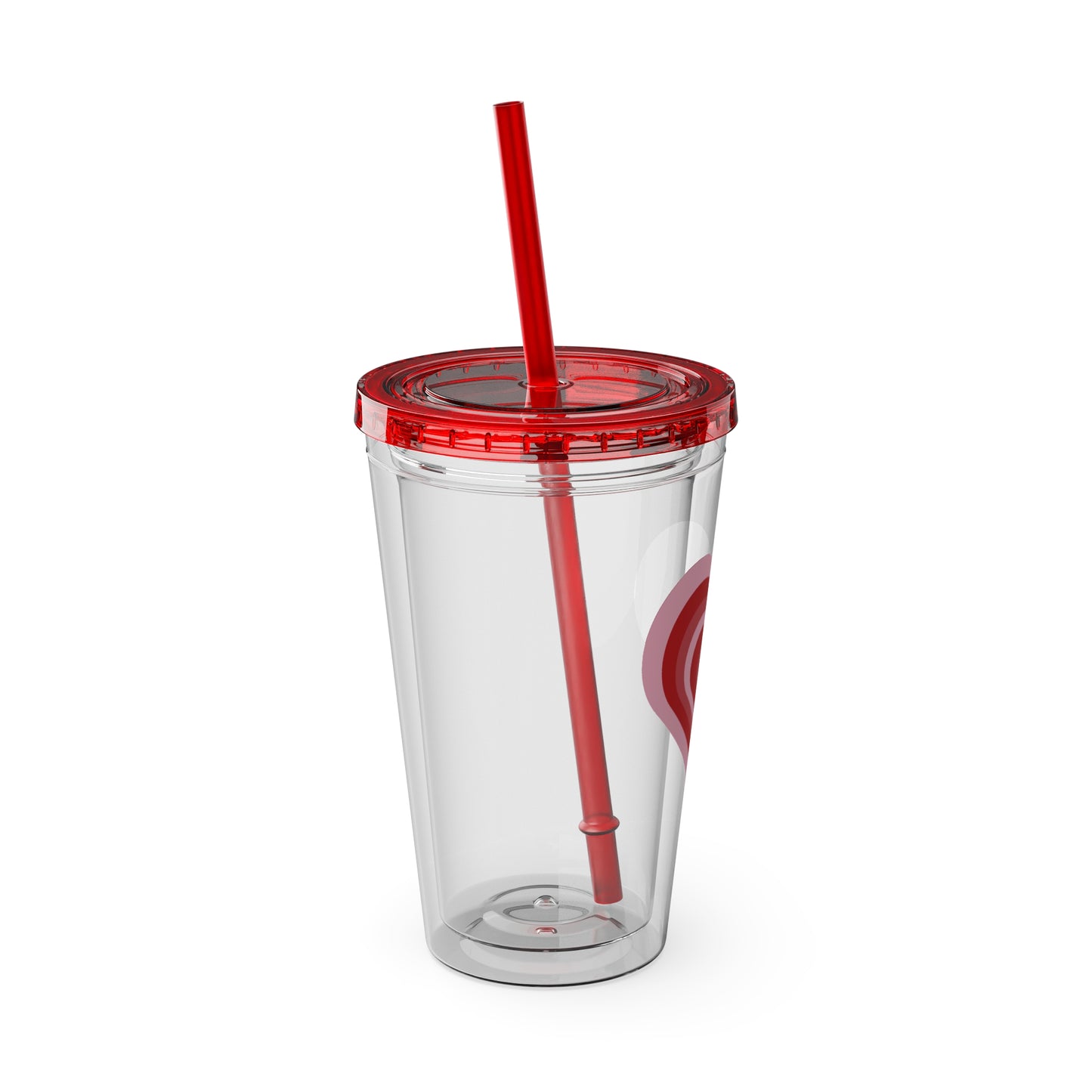 Red Y2K Heart Tumbler with Straw, 16oz