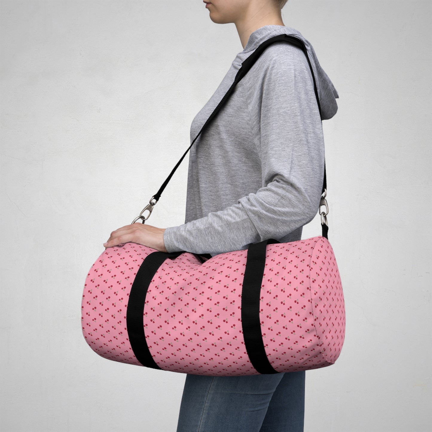 Pink Cherry Print Duffel Bag