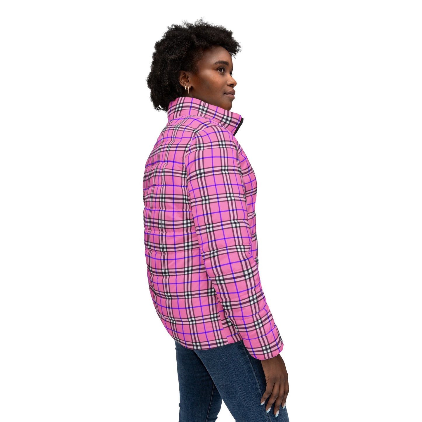 Pink Plaid Quilted Coat