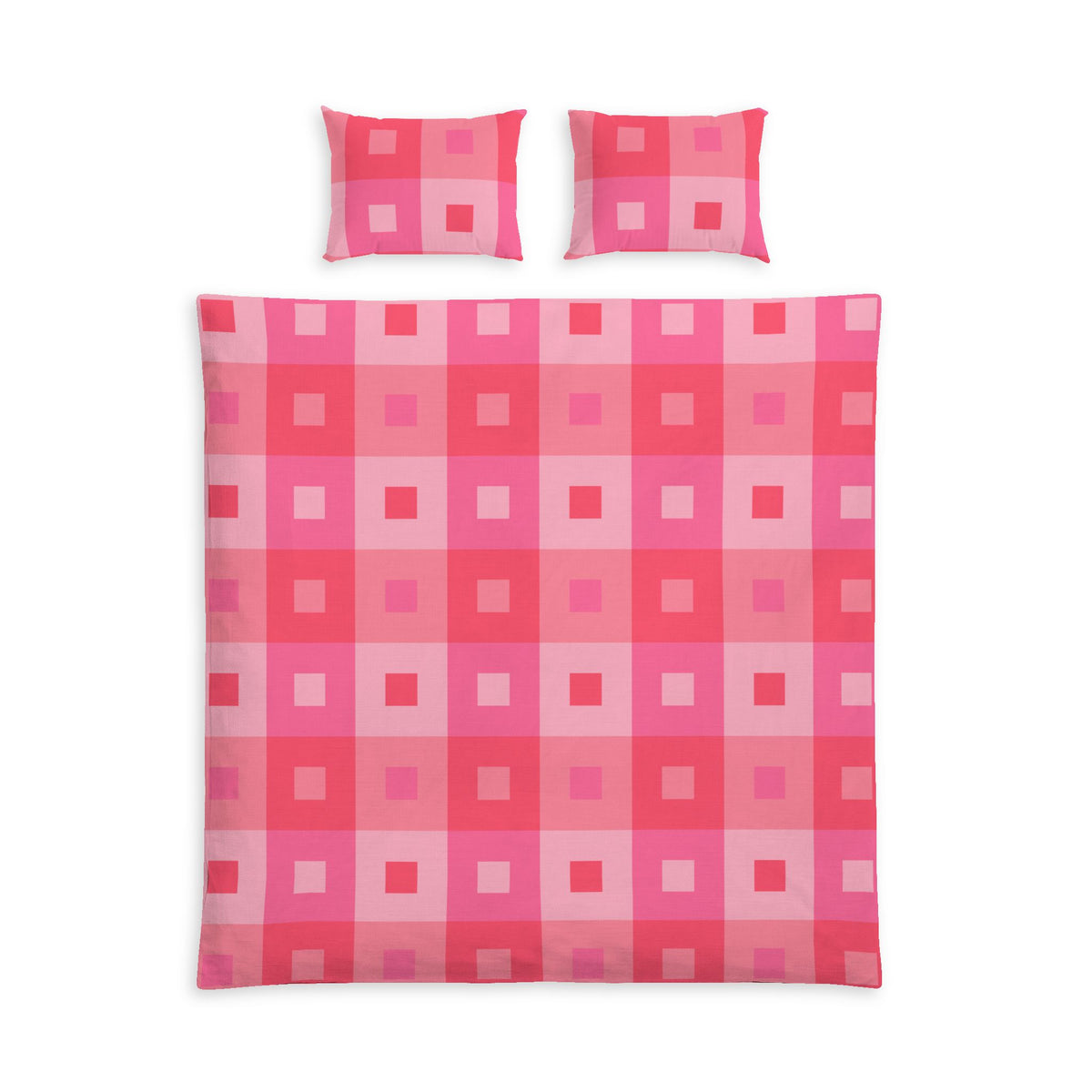 Pink Rectangles Cotton Bed Set