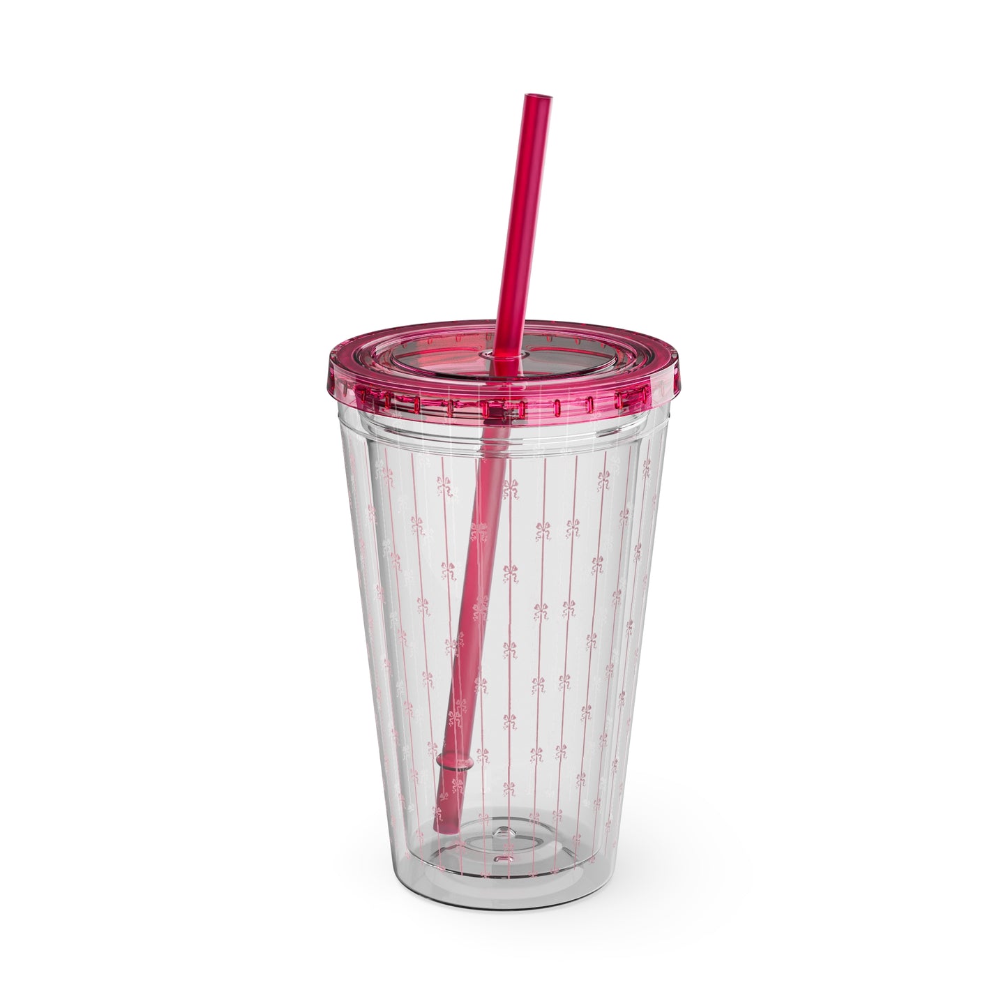 Pink Bows and Stripes Tumbler with Straw, 16oz