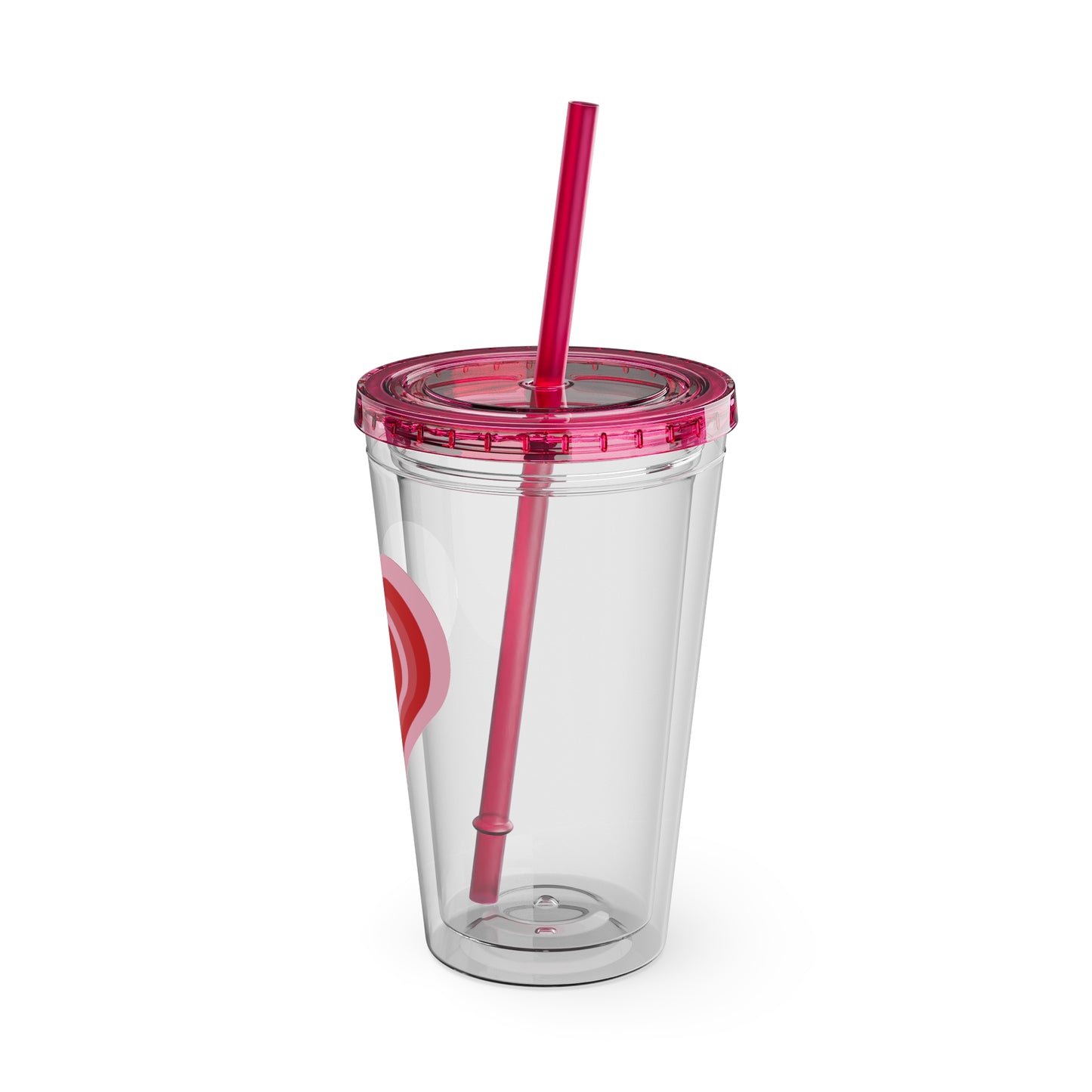 Red Y2K Heart Tumbler with Straw, 16oz