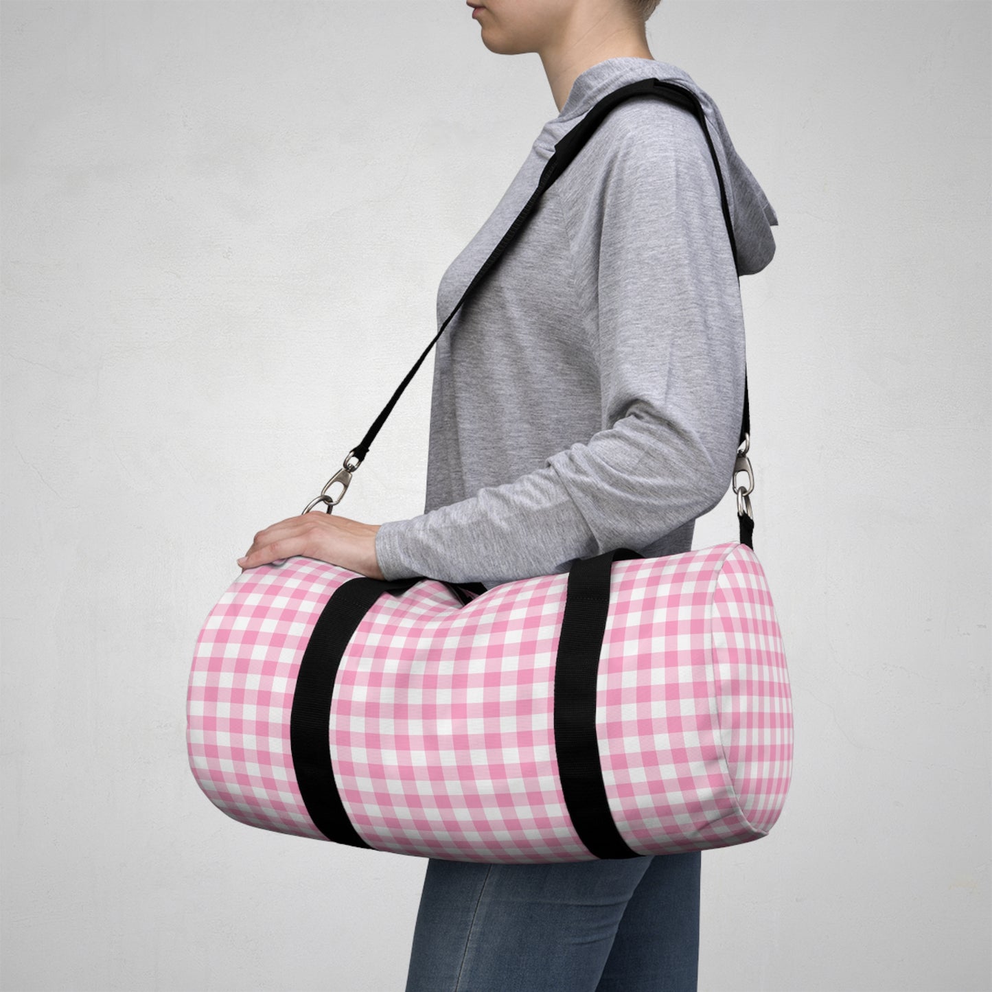 Pink Gingham Duffel Bag