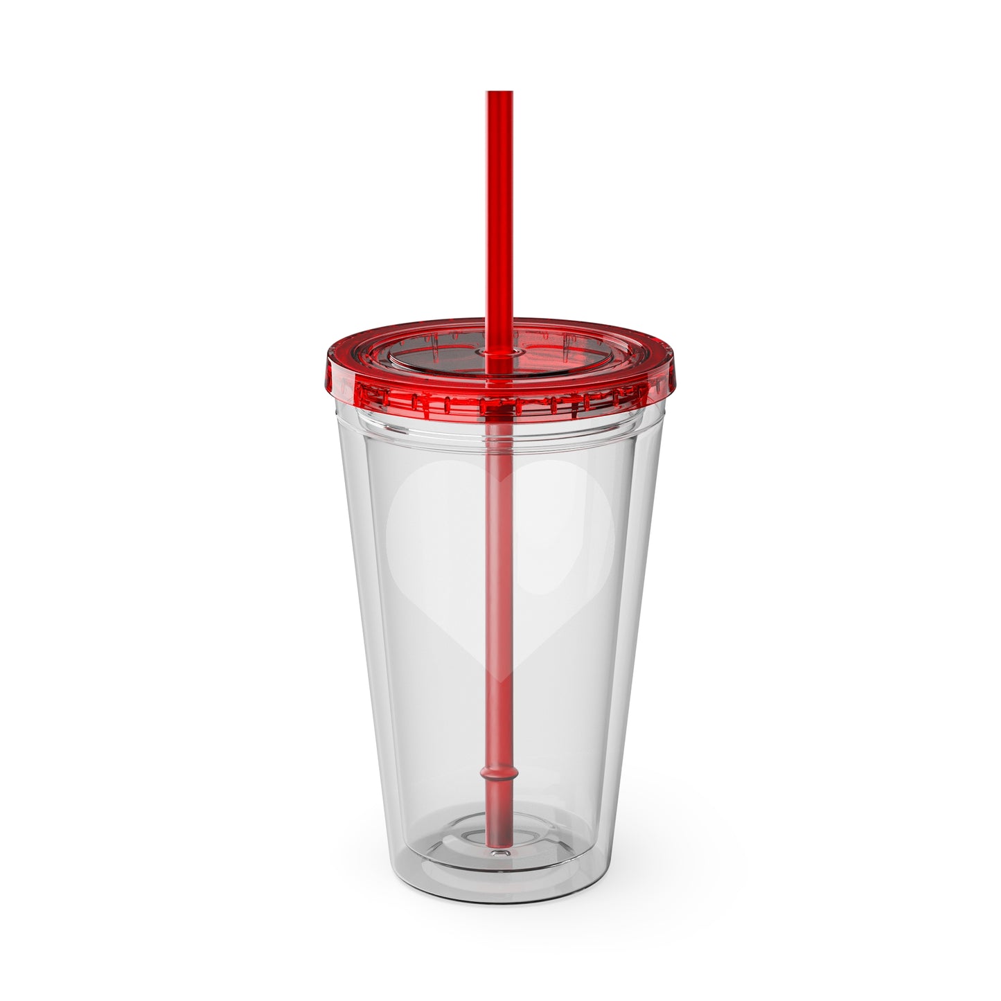 Red Y2K Heart Tumbler with Straw, 16oz