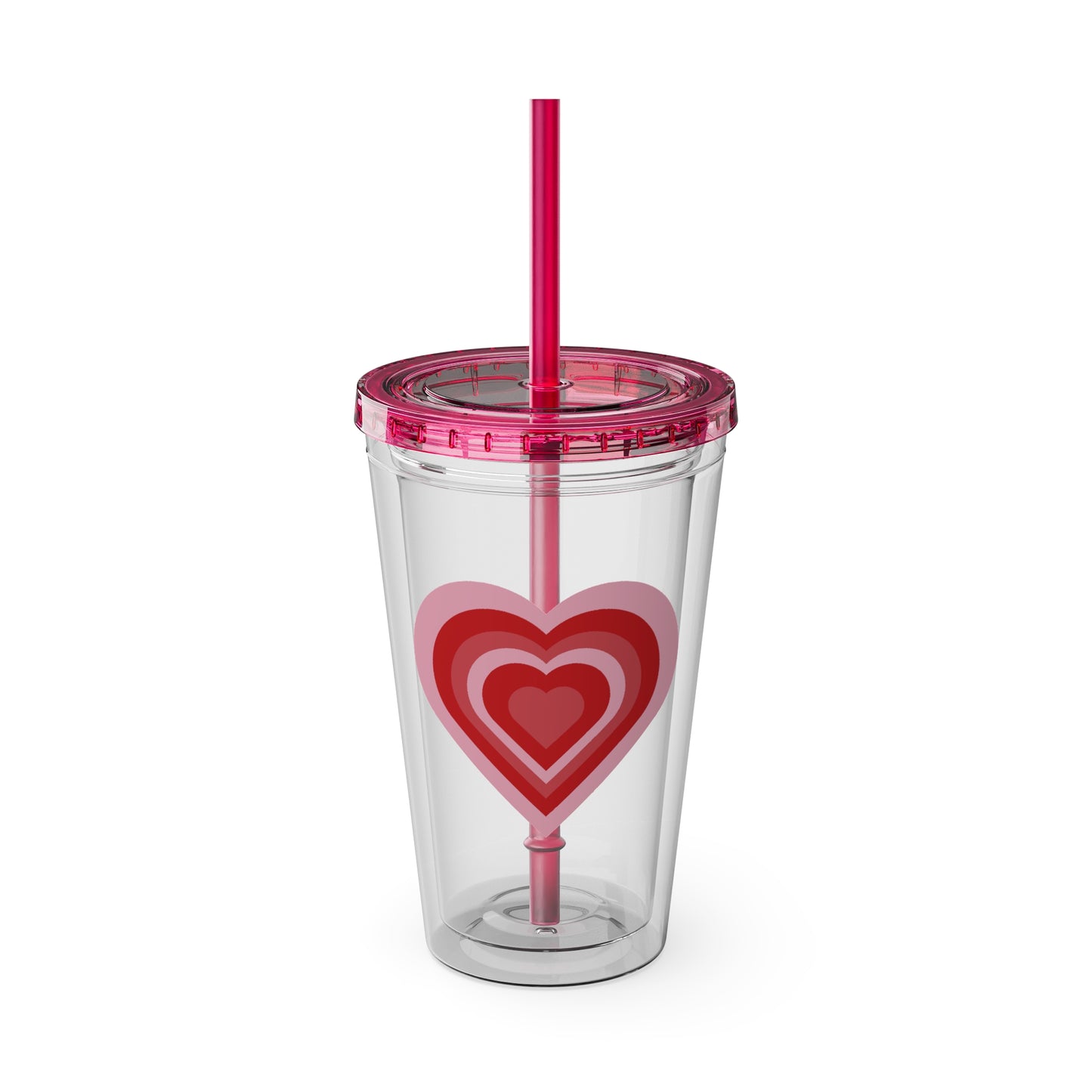 Red Y2K Heart Tumbler with Straw, 16oz