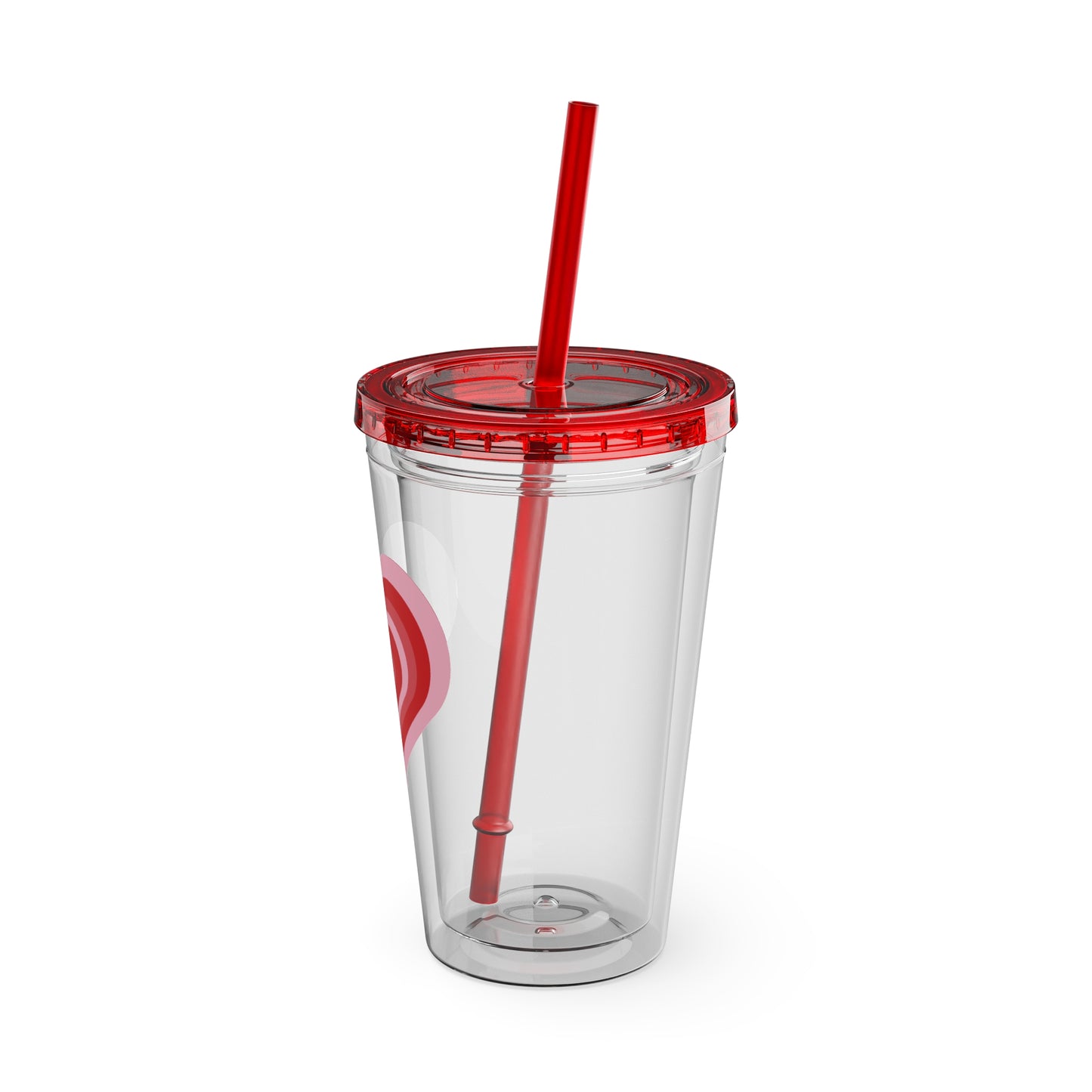 Red Y2K Heart Tumbler with Straw, 16oz