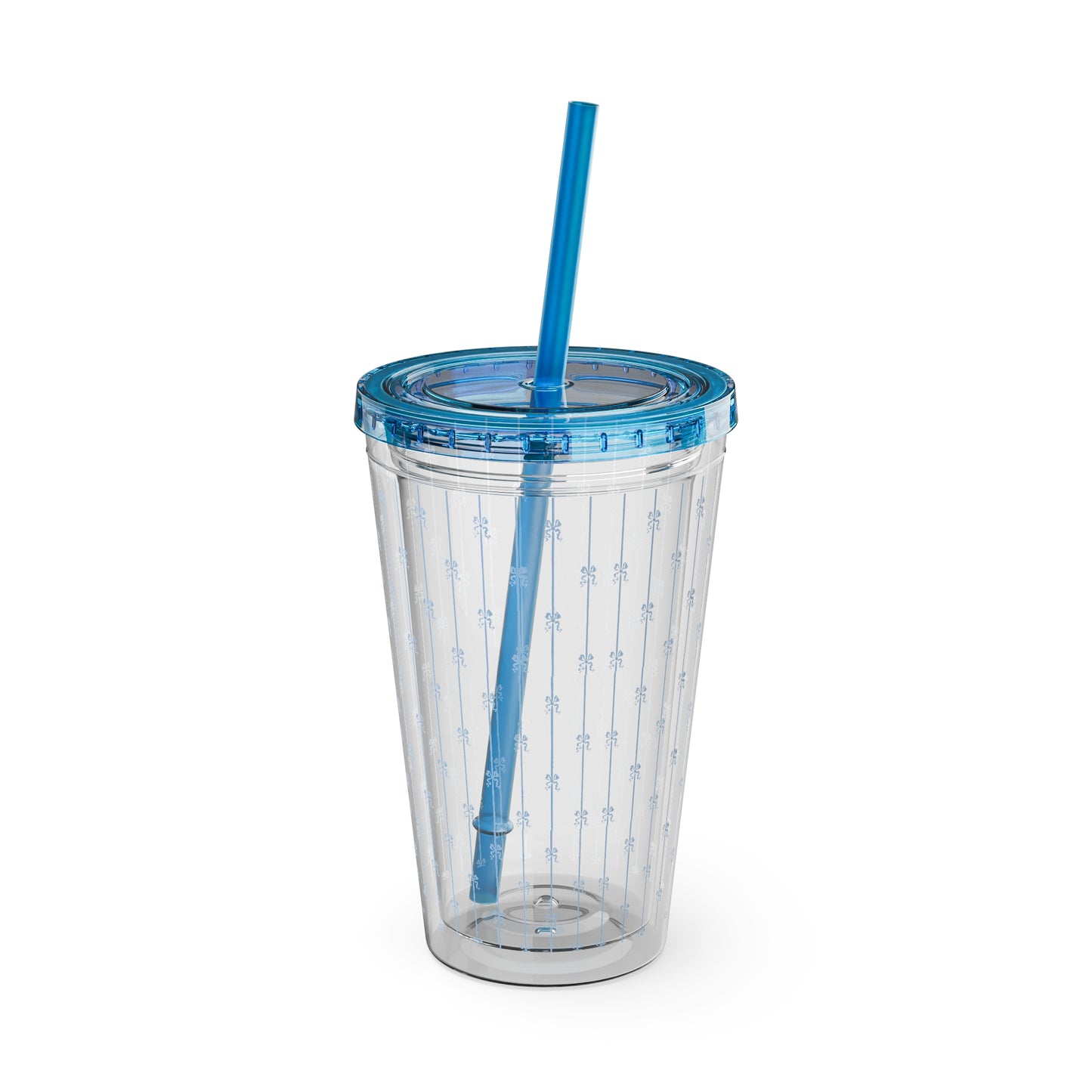 Blue Bows and Stripes Tumbler with Straw, 16oz