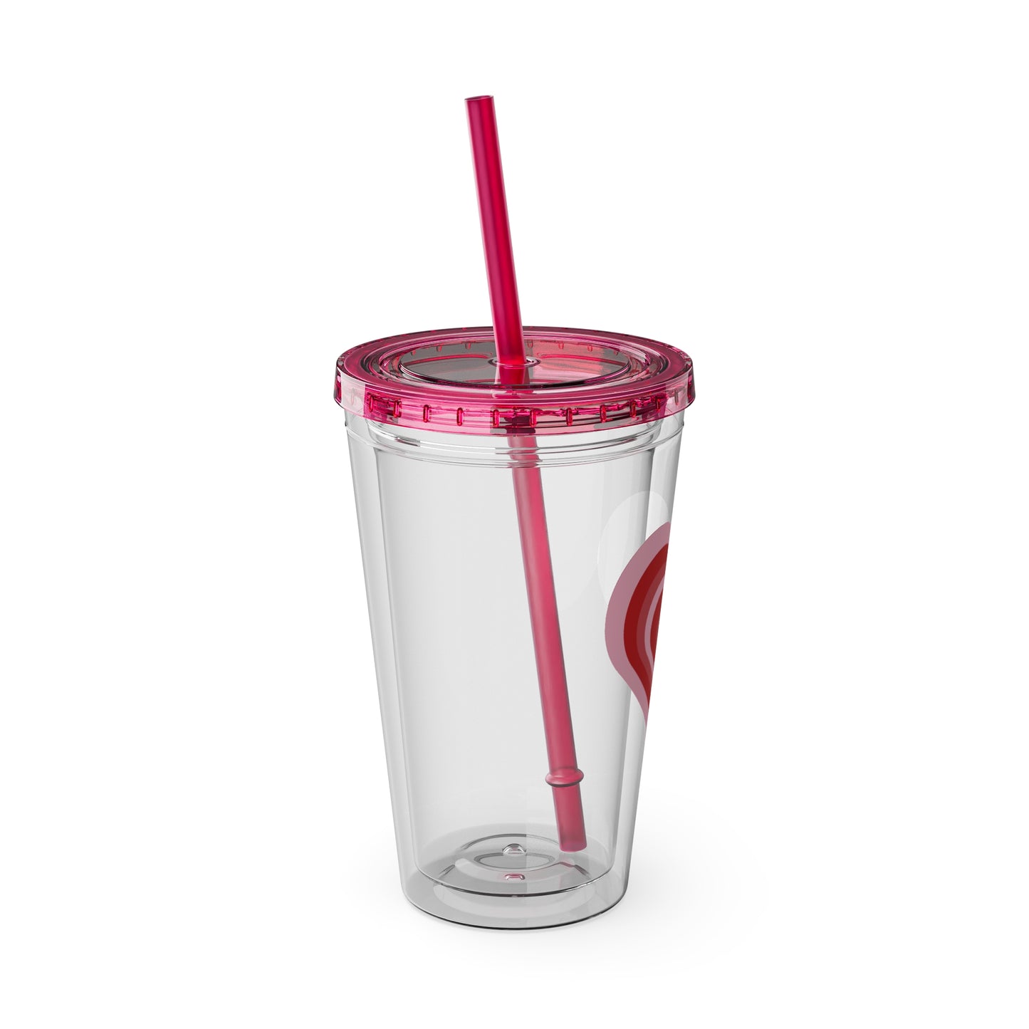 Red Y2K Heart Tumbler with Straw, 16oz