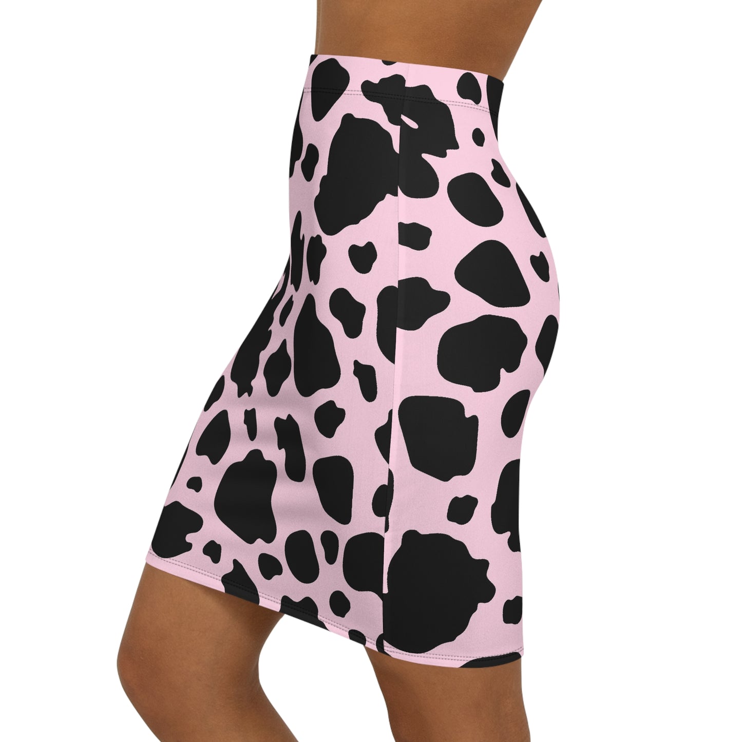 Black and Light Pink Cow Print Mini Skirt