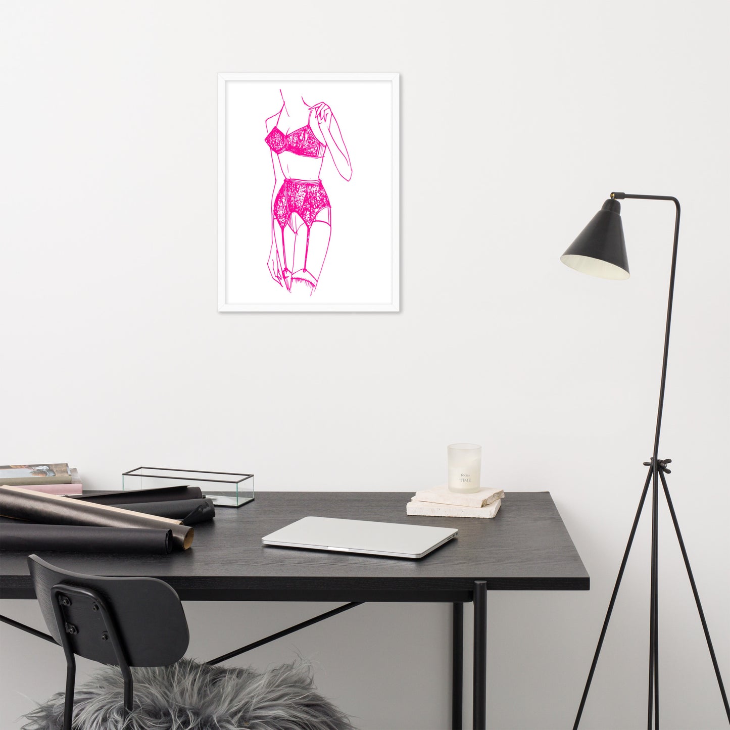 Pink Lingerie Set Fashion Sketch