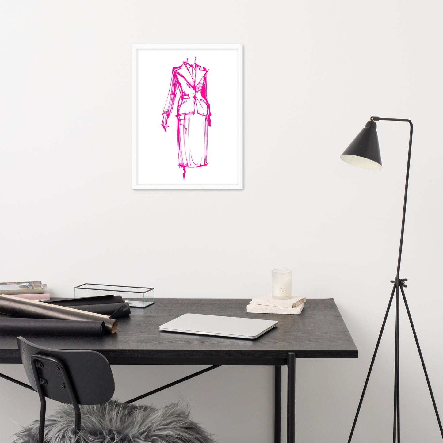 Pink Blazer and Skirt Suit Fashion Sketch