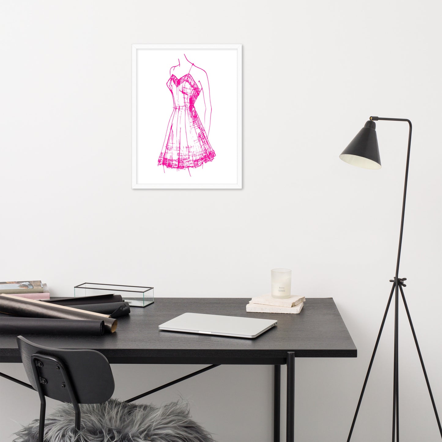 Pink Dress Fashion Sketch