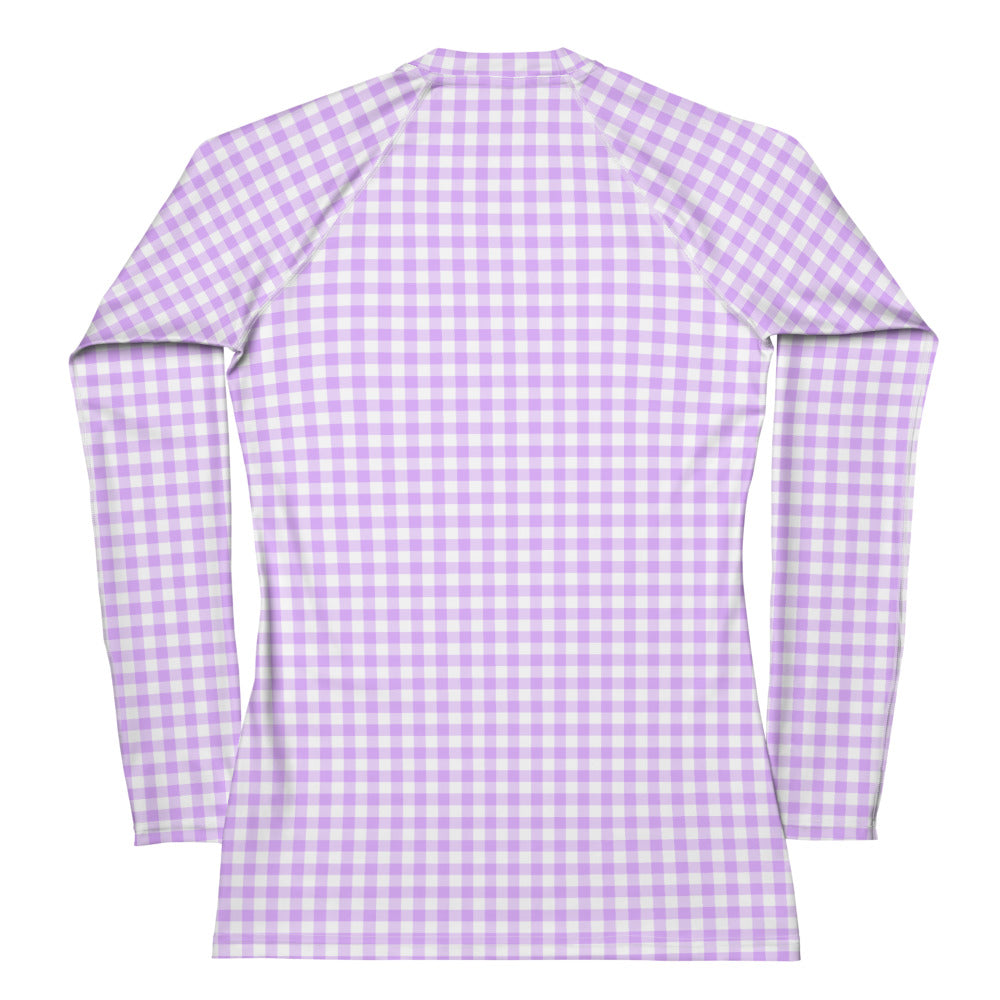 Lavender Gingham Rash Guard Shirt