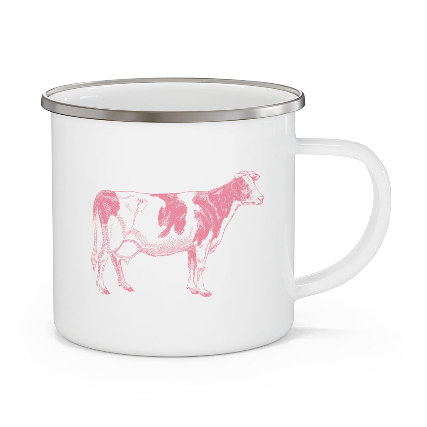 Pink Cow Enamel Mug