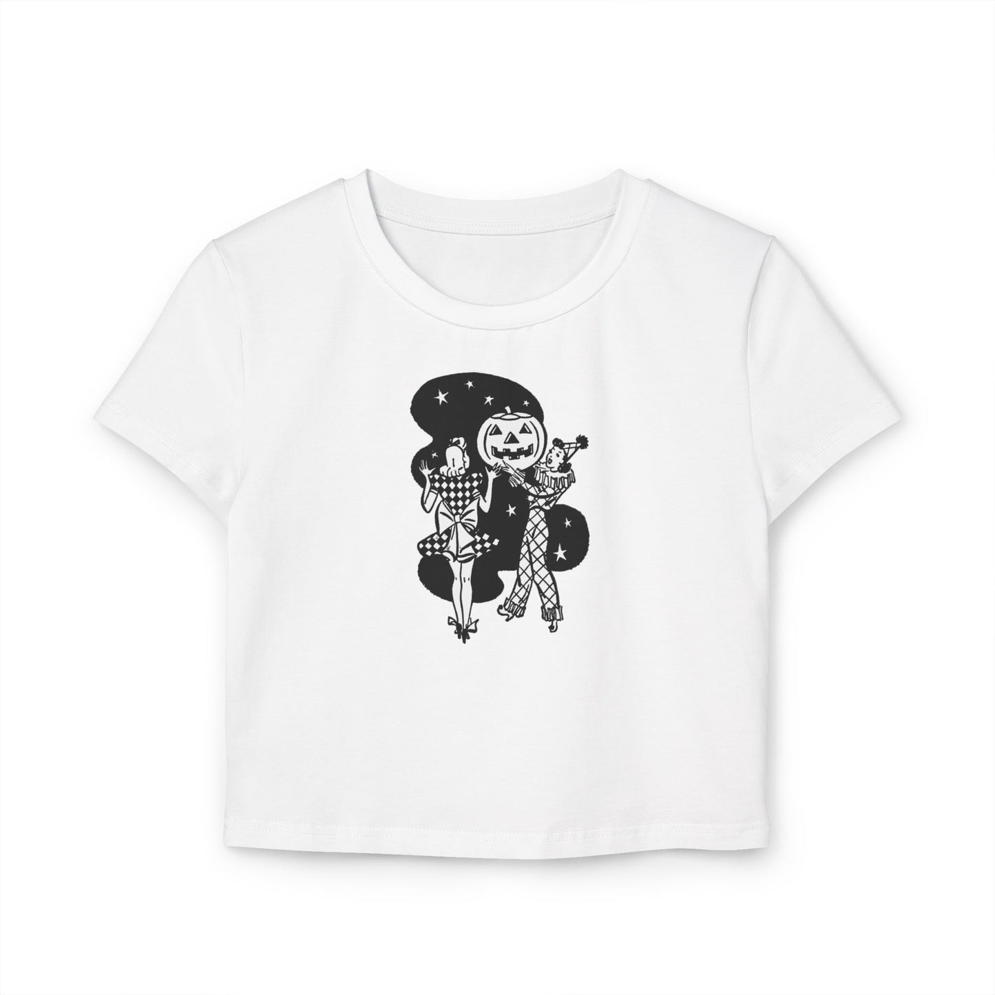 Black Retro Ladies with Pumpkin Organic Cotton Baby Tee