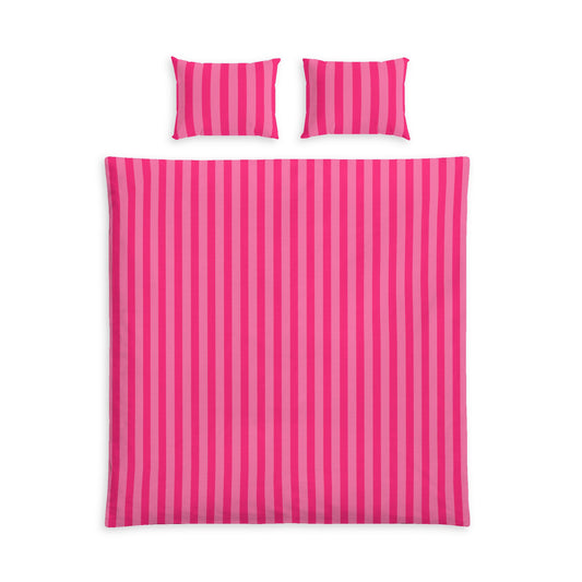 Pink Stripes Cotton Bed Set