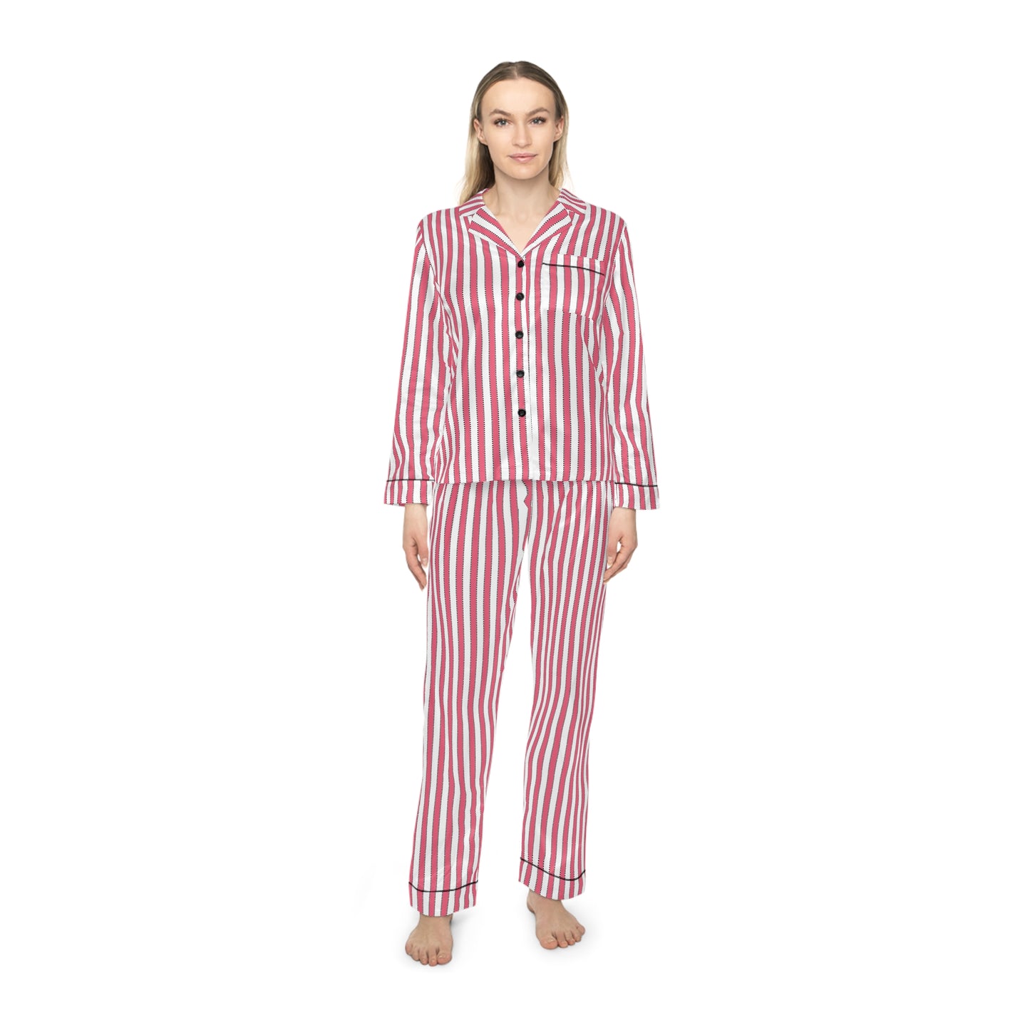 Marie Antoinette Pink Stripe Satin Pajamas