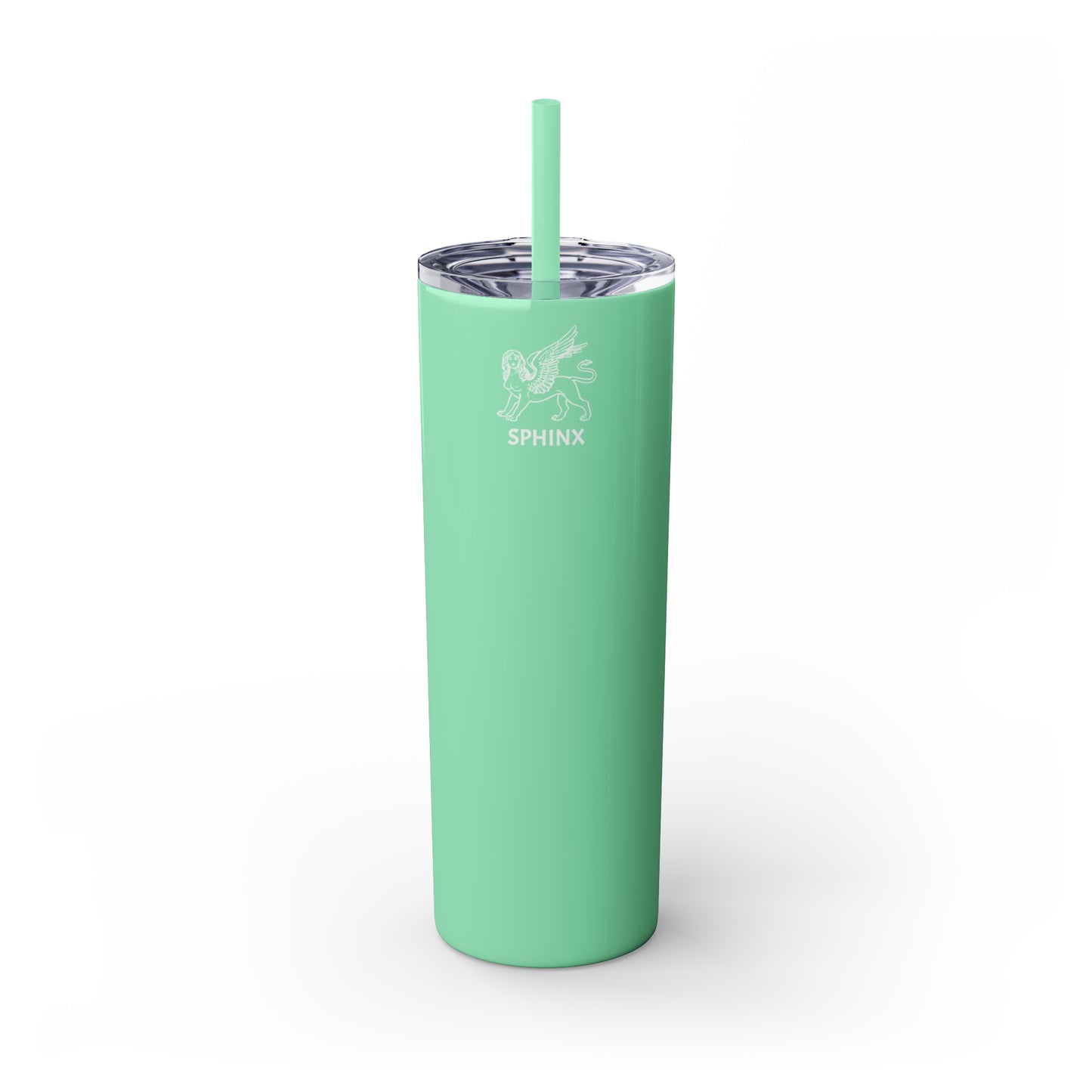 Sphinx White Logo Skinny Tumbler with Straw, 20oz