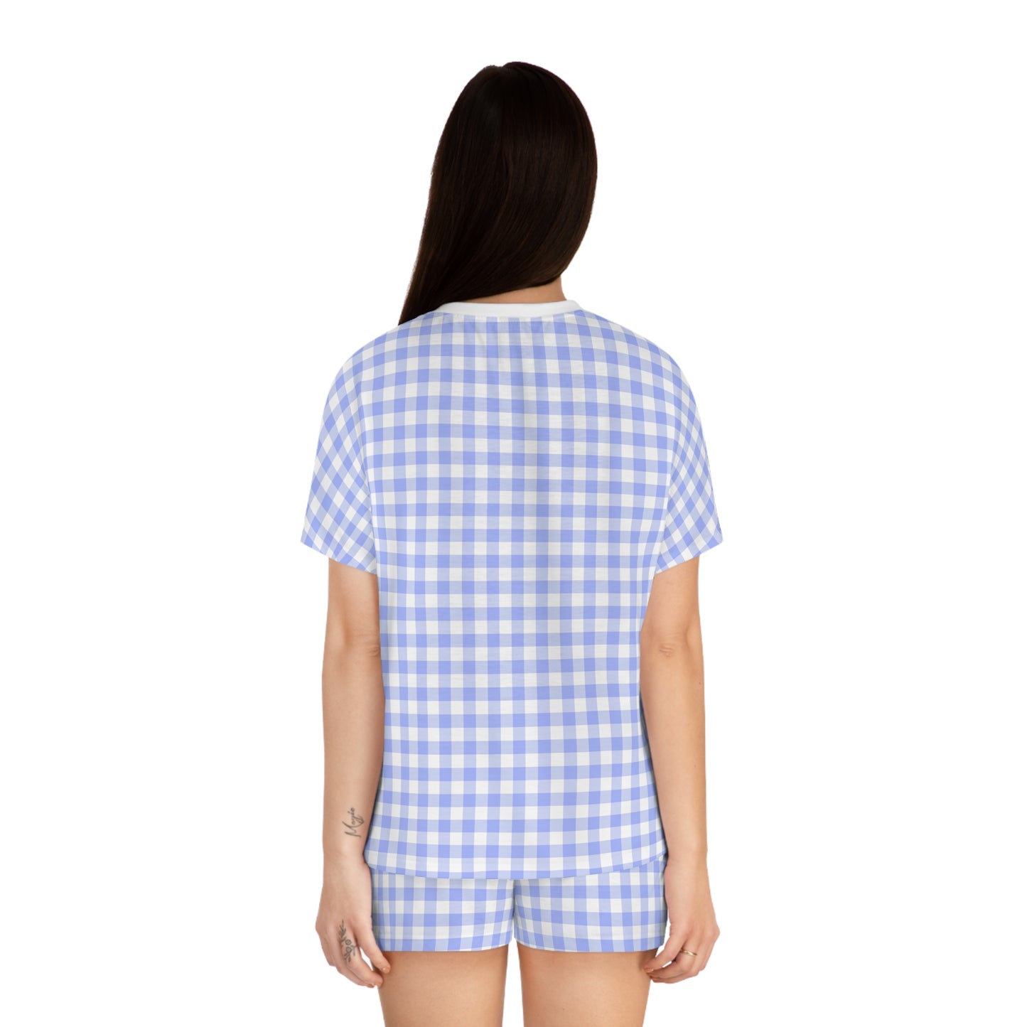 Blue Gingham Short Pajama Set