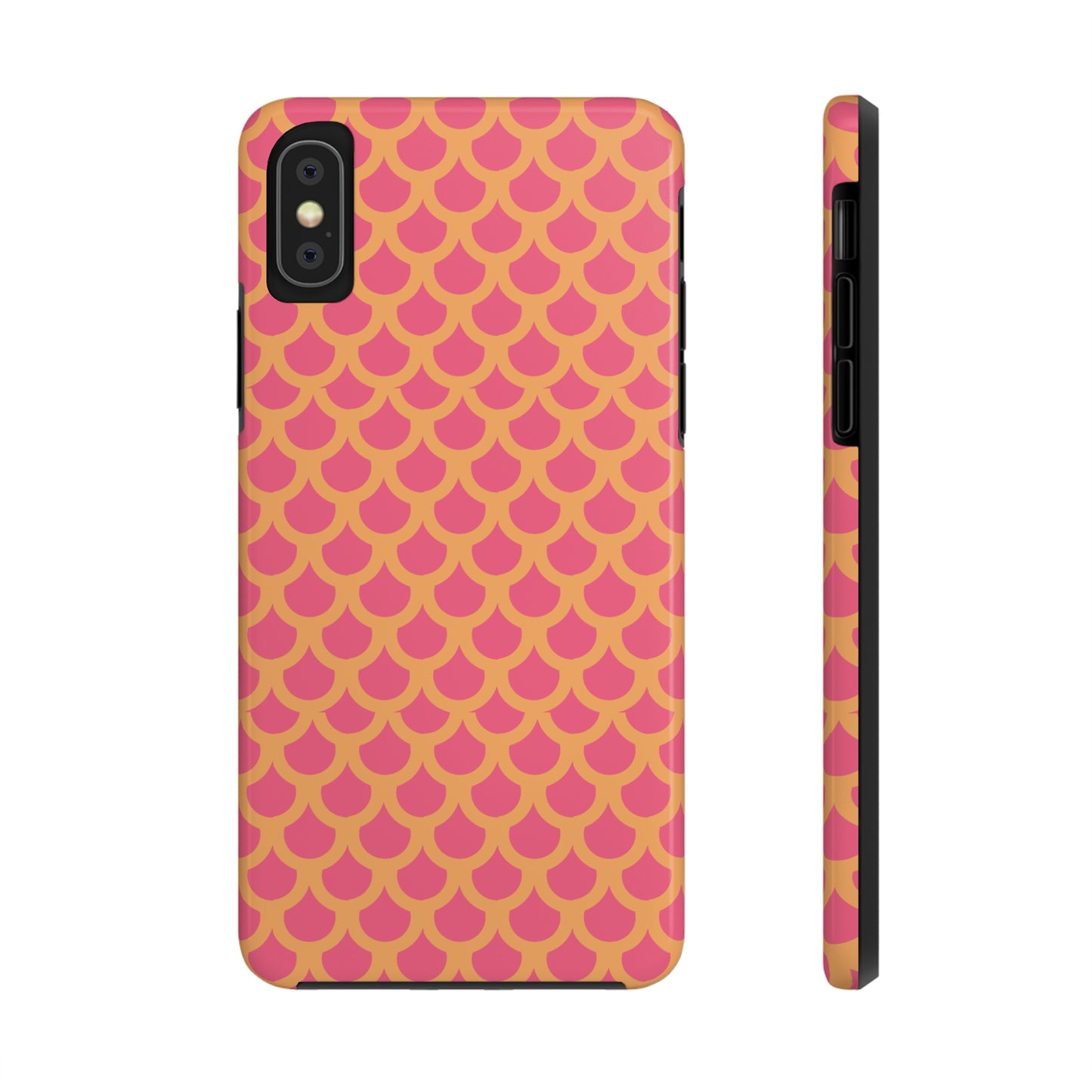 Pink and Orange Mermaid Scale Print Tough Phone Case