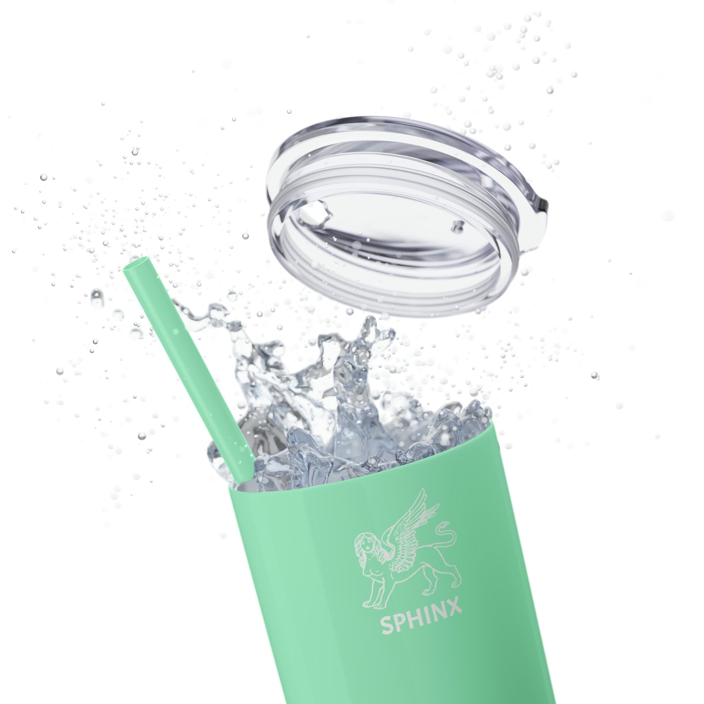 Sphinx White Logo Skinny Tumbler with Straw, 20oz