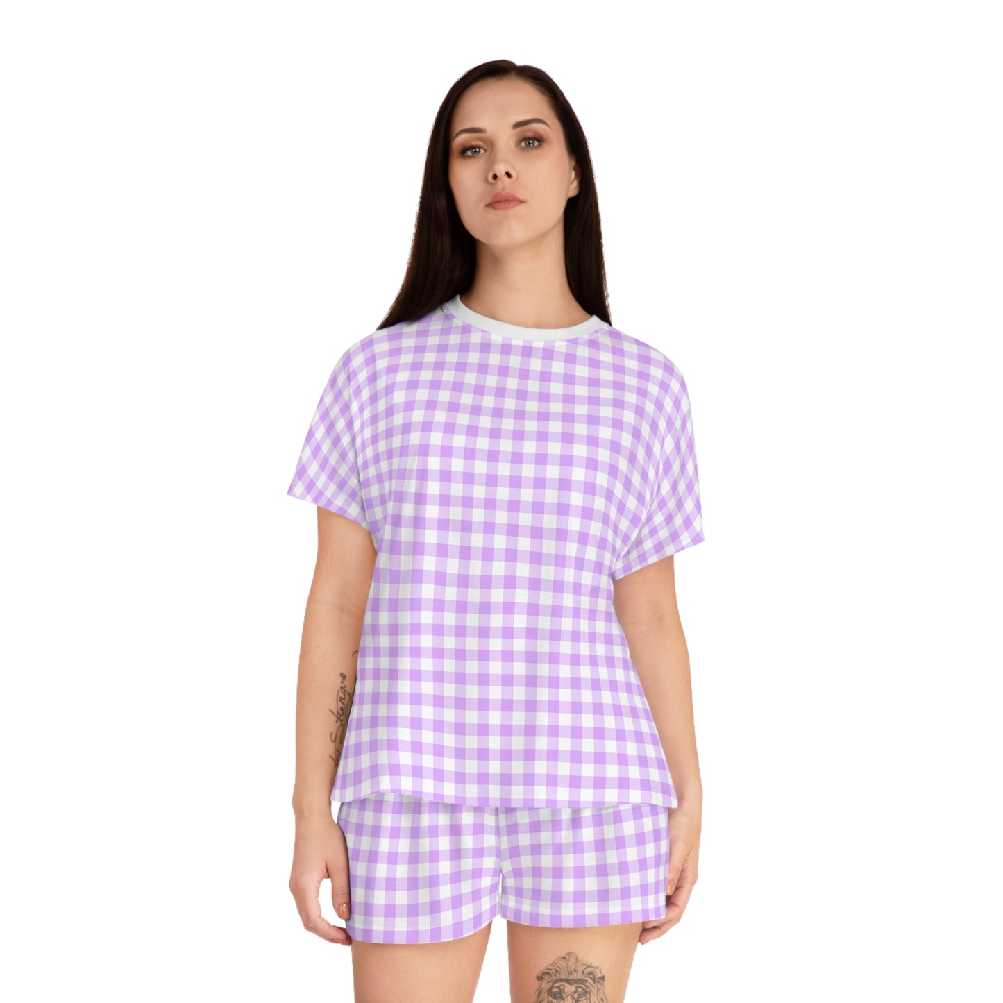 Lavender Gingham Short Pajama Set