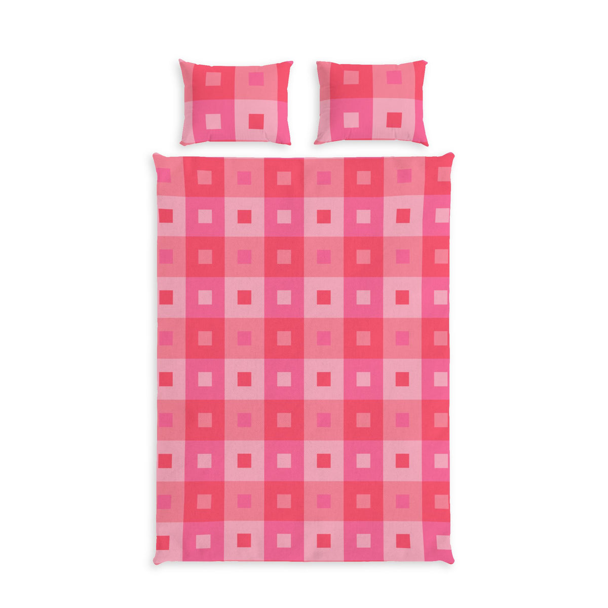 Pink Rectangles Cotton Bed Set