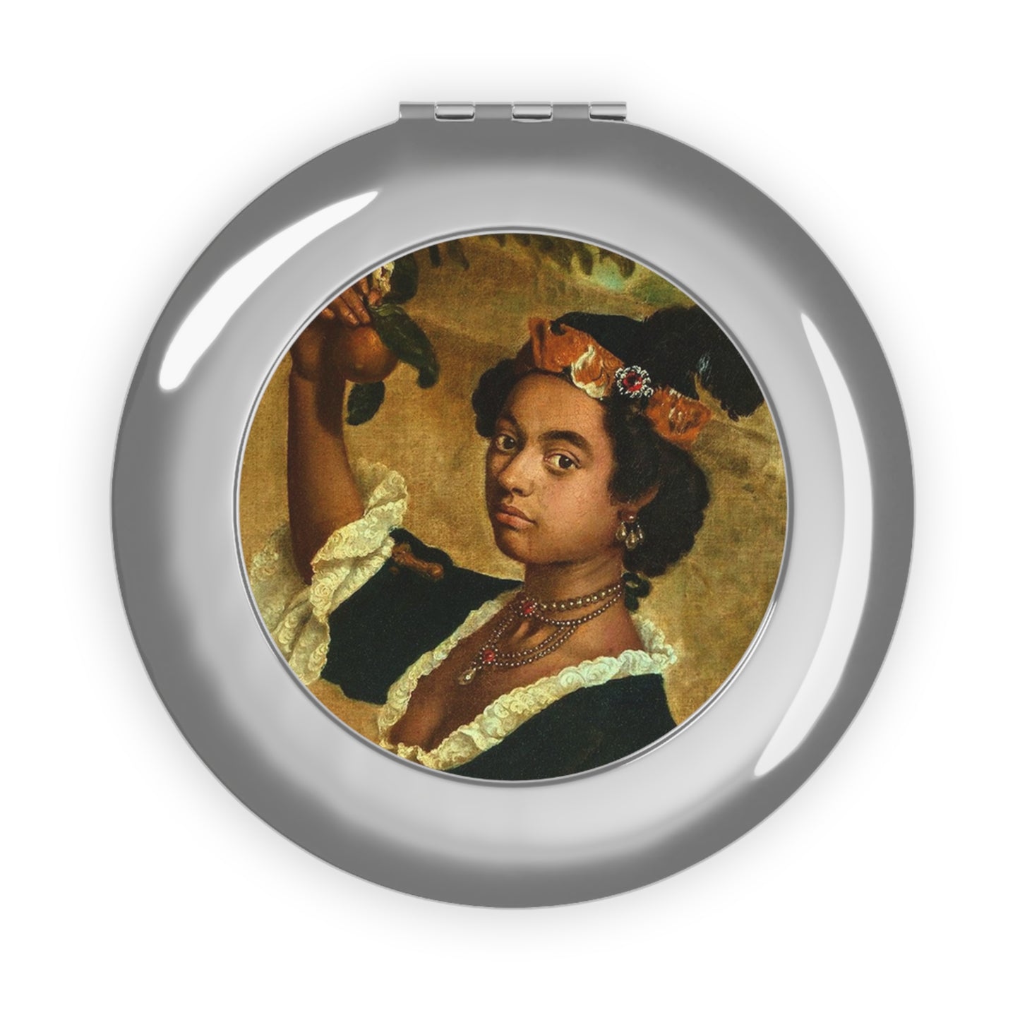 Woman of Color with Floral Crown Compact Travel Mirror