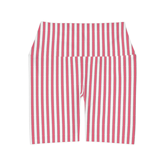 Marie Antoinette Pink Stripe High Waisted Yoga Shorts