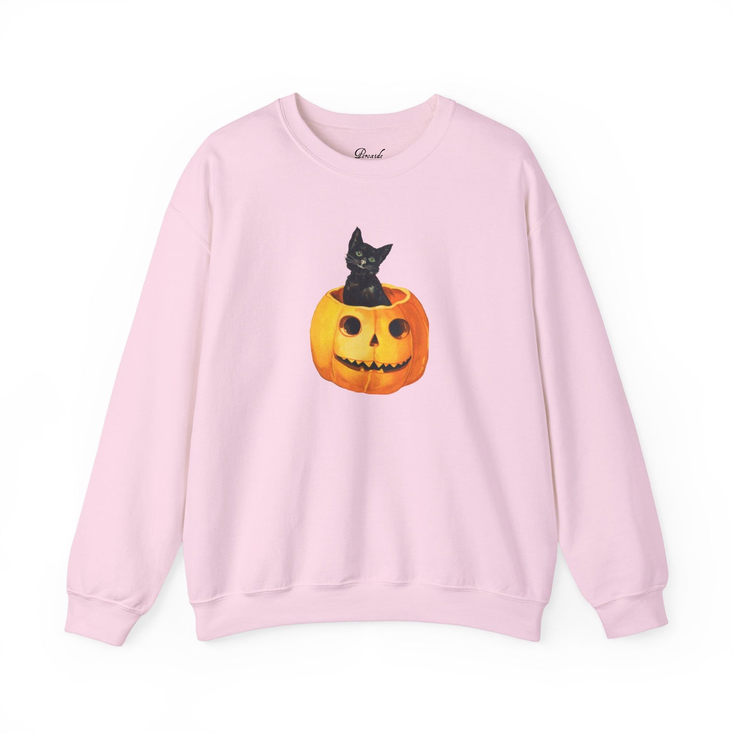 Black Cat in Jack O'Lantern Sweatshirt