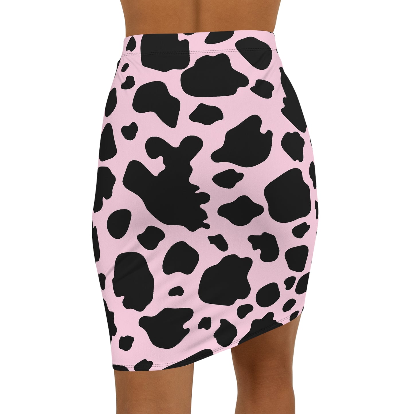 Black and Light Pink Cow Print Mini Skirt