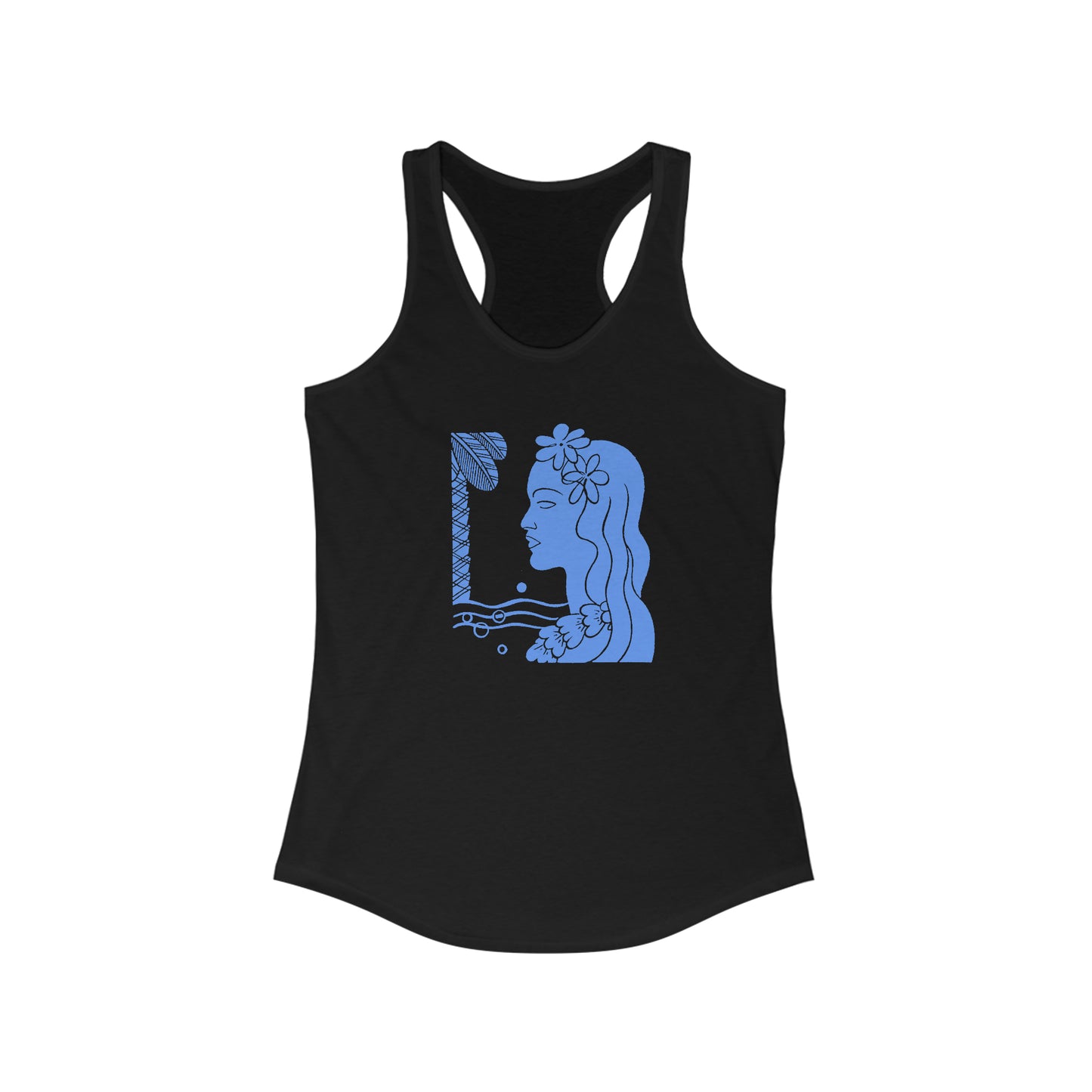 Blue Tropical Girl Racerback Tank