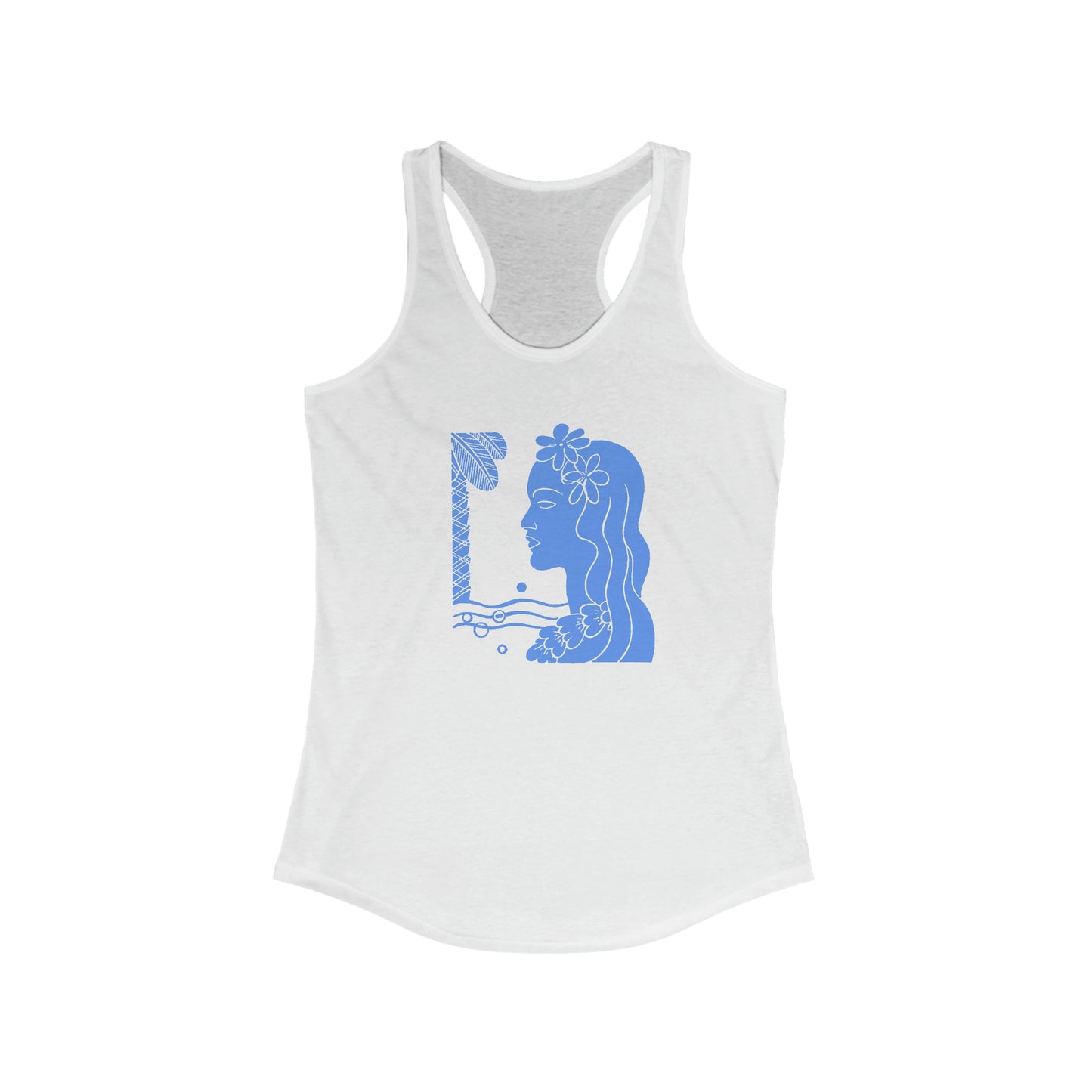 Blue Tropical Girl Racerback Tank