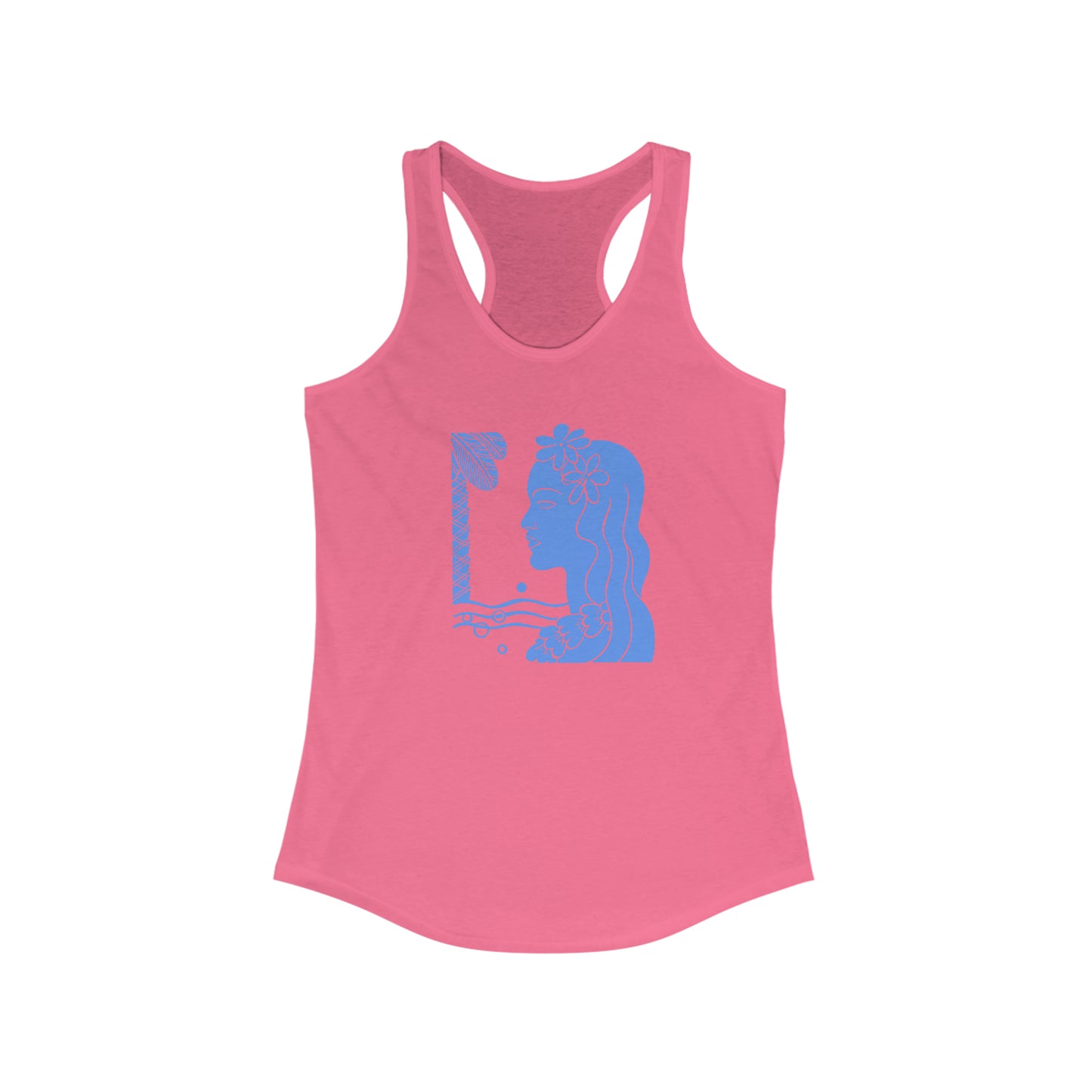 Blue Tropical Girl Racerback Tank