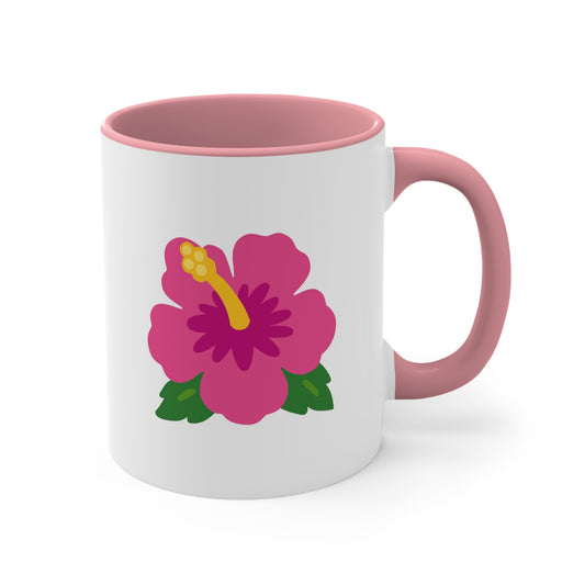 Hibiscus Emoji Accent Mug