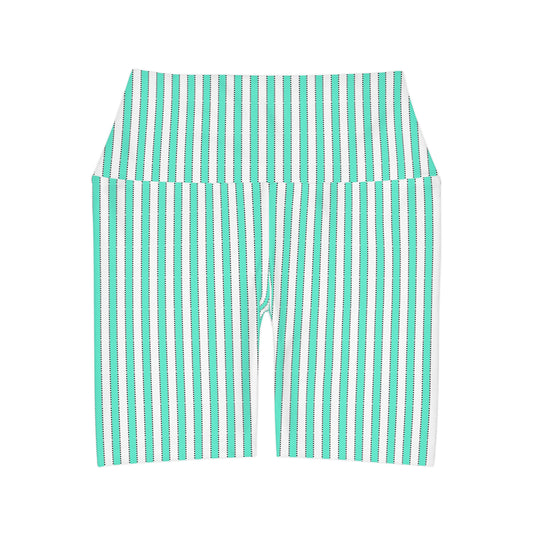 Marie Antoinette Blue Stripe High Waisted Yoga Shorts