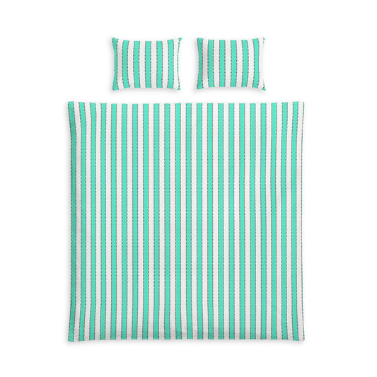 Marie Antoinette Blue Stripe Cotton Bed Set