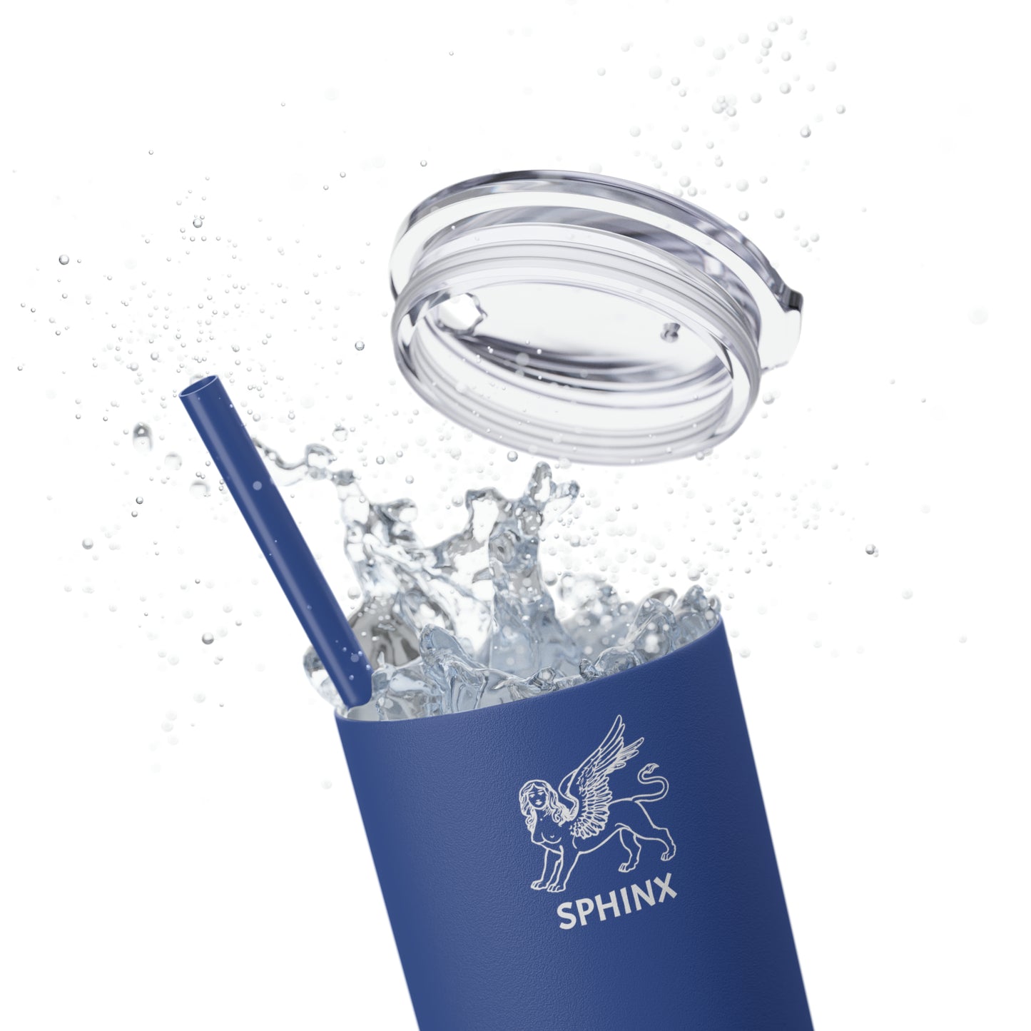 Sphinx White Logo Skinny Tumbler with Straw, 20oz