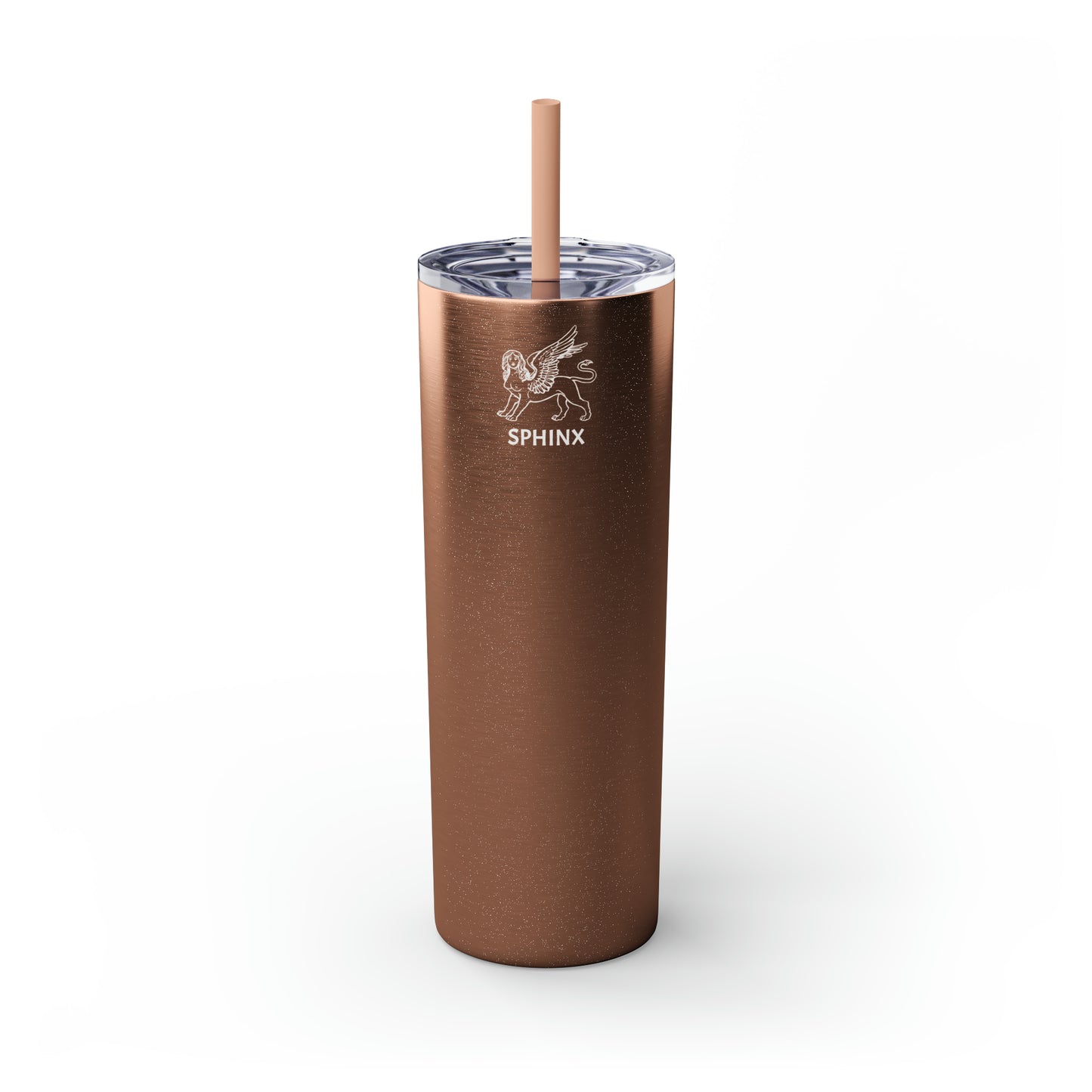 Sphinx White Logo Skinny Tumbler with Straw, 20oz