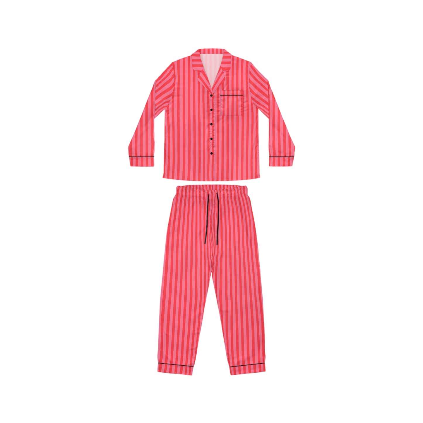 Strawberry Pink Stripe Satin Pajamas