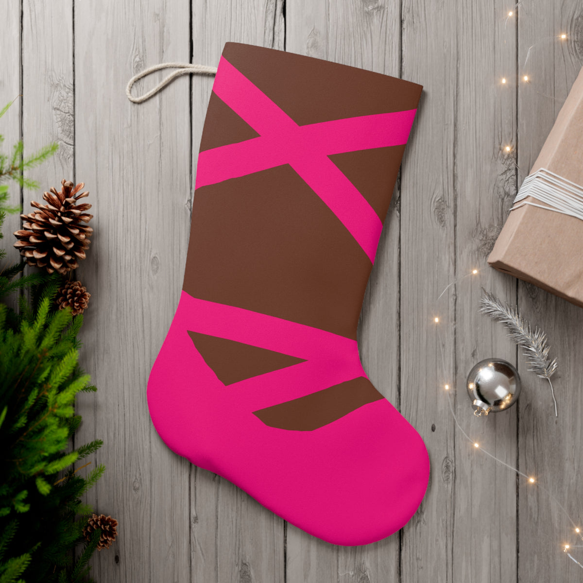 Pink Ballet Slipper African American Christmas Stocking