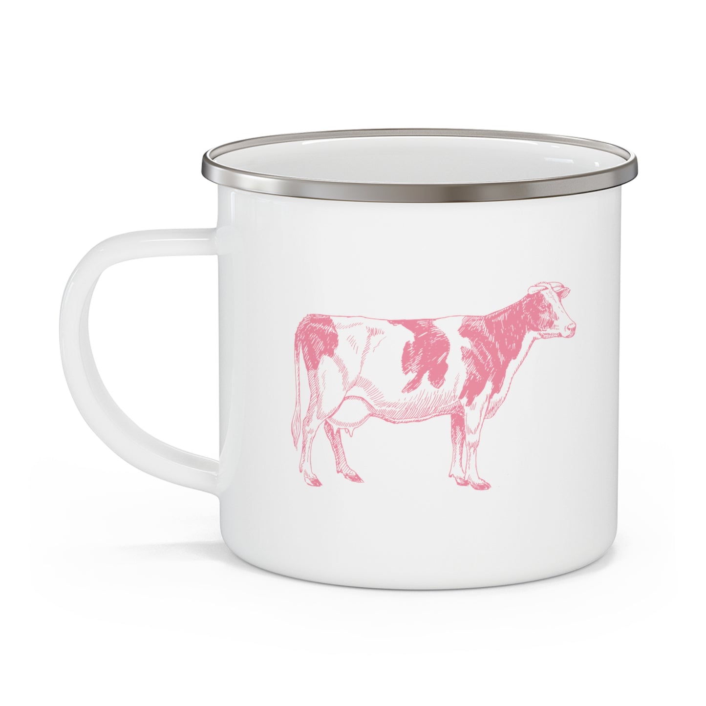 Pink Cow Enamel Mug