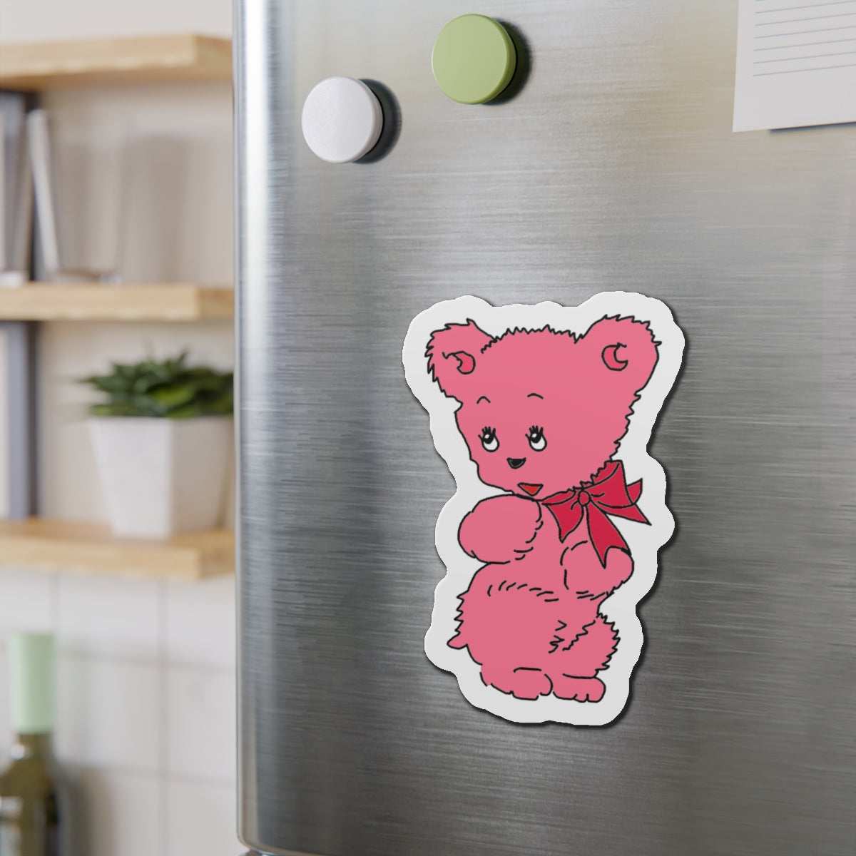 Pink Bear Die-Cut Magnets